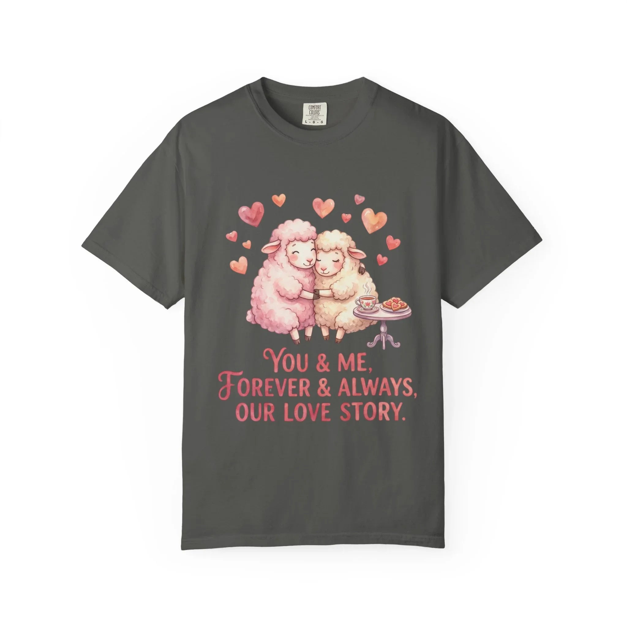 You and Me Forever Always Our Love Story T-Shirt | Cute Sheep Couple Tee | Cozy Valentine Gift | Vintage Soft Romantic Shirt Pepper
