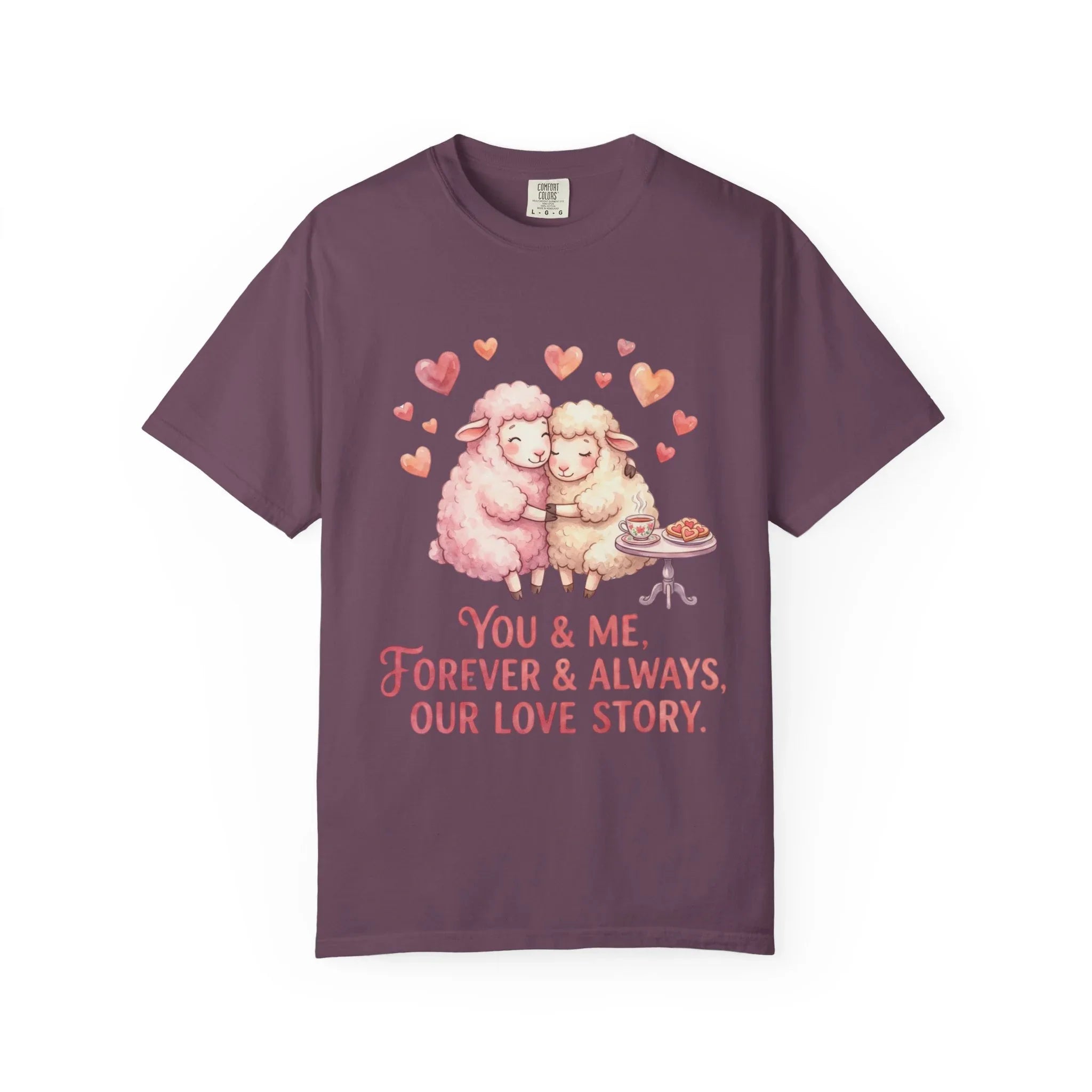 You and Me Forever Always Our Love Story T-Shirt | Cute Sheep Couple Tee | Cozy Valentine Gift | Vintage Soft Romantic Shirt Berry M