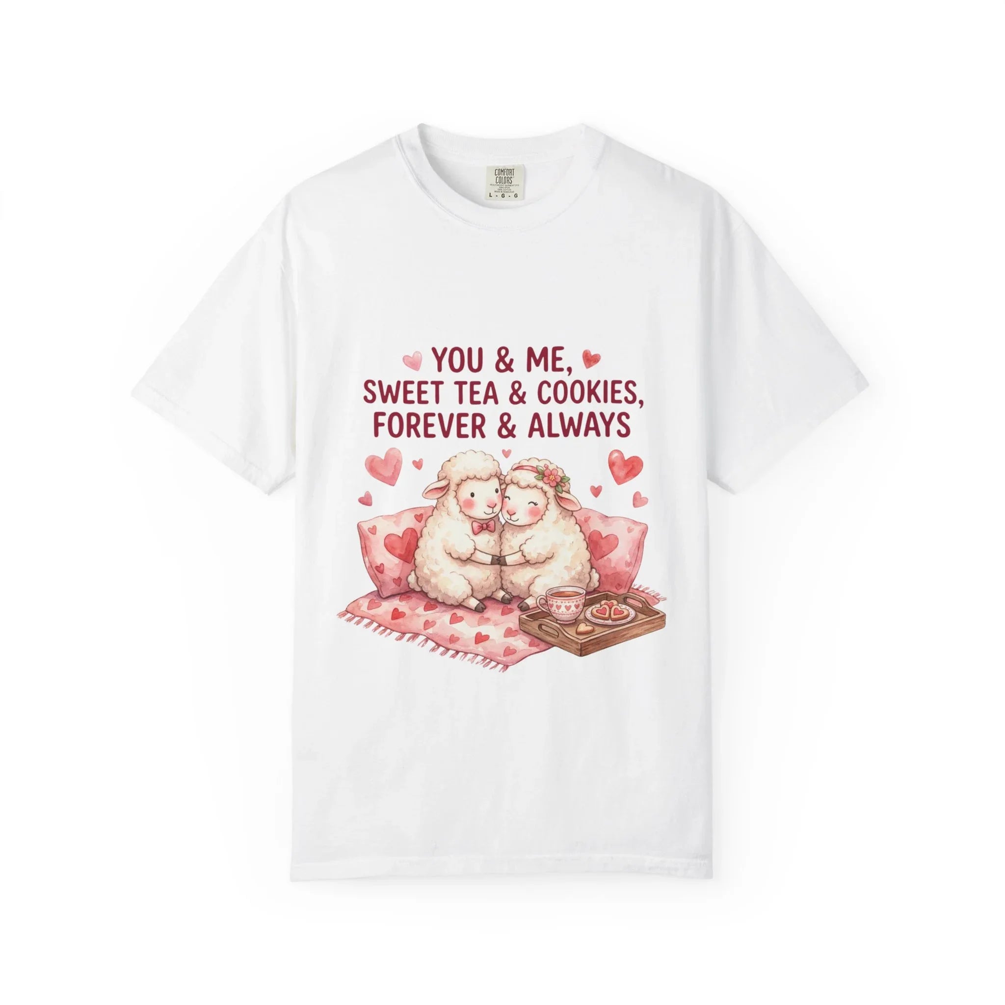 You and Me Sweet Tea Cookies Bears T Shirt Cute Cuddling Couple Watercolor Cozy Vintage Aesthetic Gift Lovers Soft Cotton Romantic Tee