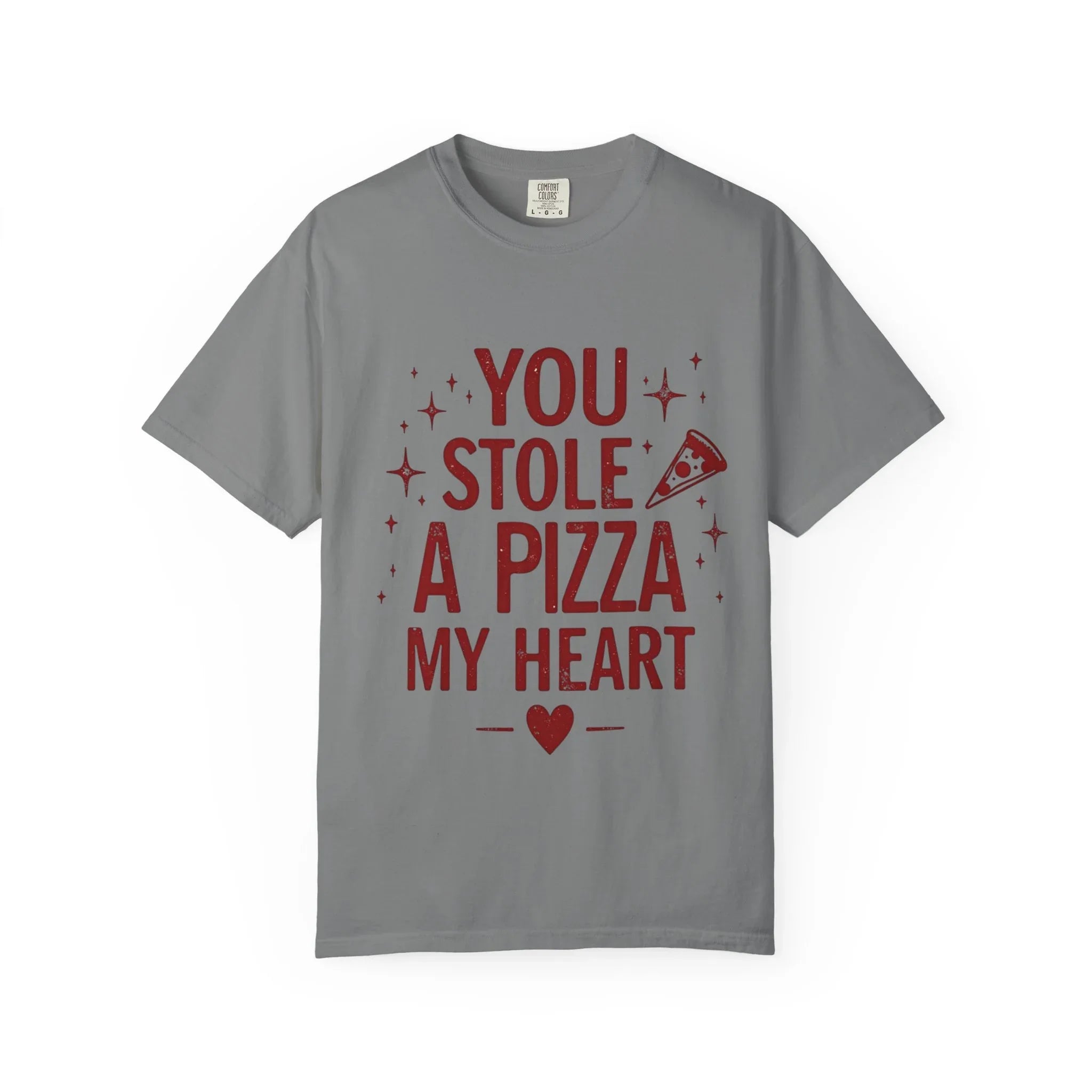 You Stole a Pizza My Heart Shirt, Pizza Love Pun Tee, Cute Typography T-Shirt, Funny Foodie Valentine Gift, Couples Date Night Outfit Grey