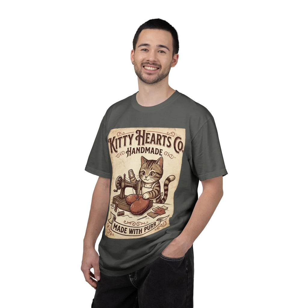 Kitty Hearts Co T-Shirt | Vintage Handmade Cat Sewing Made With Purr Graphic Tee