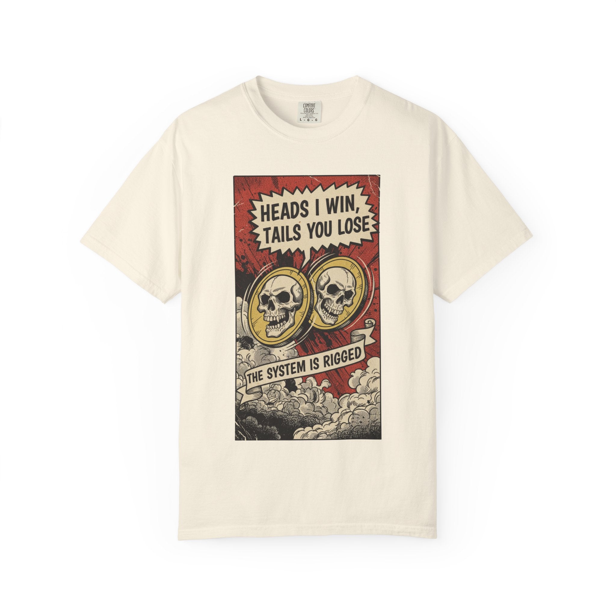 Vintage Satirical T-Shirt | Political Theater & System is Rigged Retro Tee | Sarcastic Dark Humor Shirt | Unisex Premium Cotton Graphic Tee Ivory