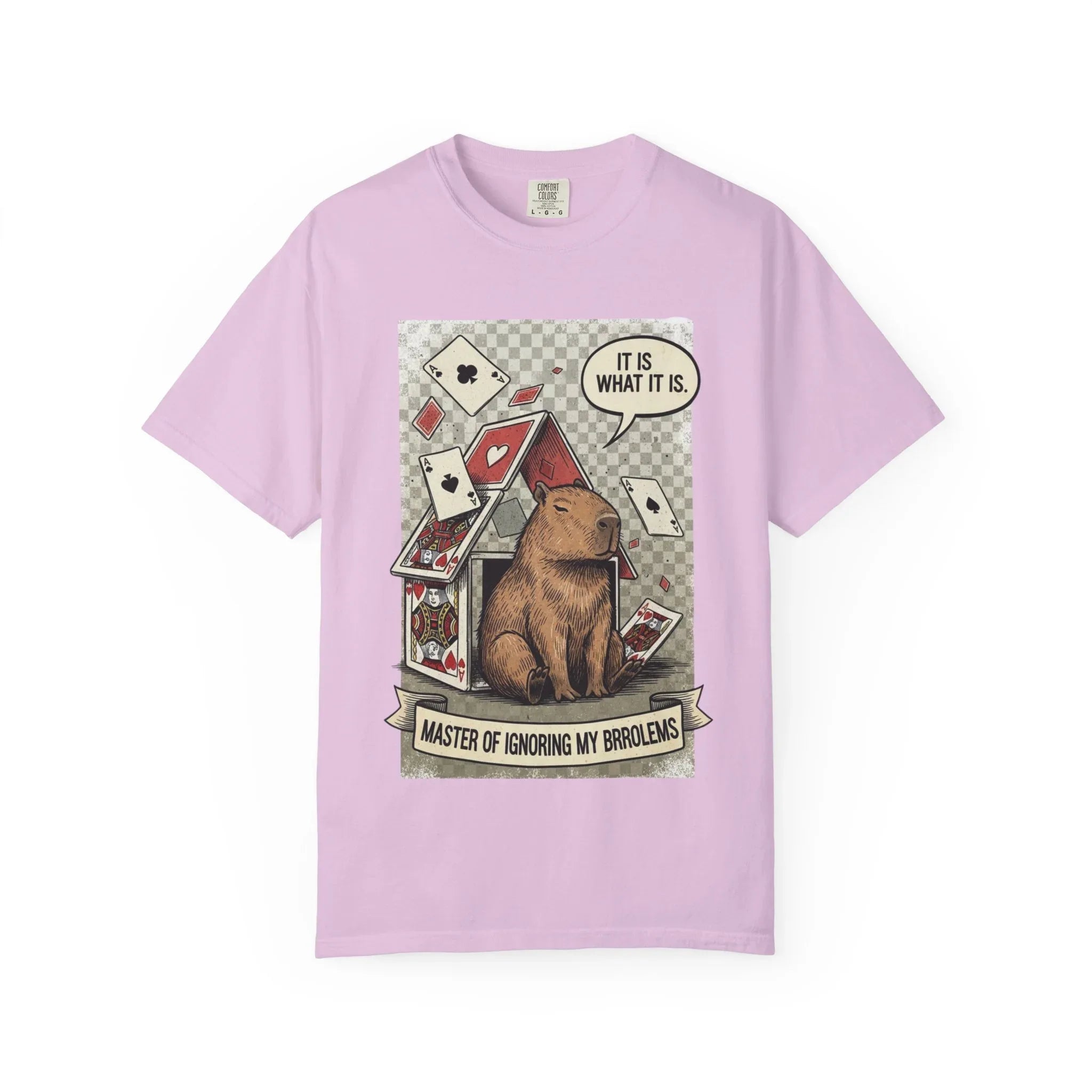 Funny Capybara Shirt - "It Is What It Is" Hoodie - Stoic Animal Gift - Mental Health Awareness Sweatshirt - Ignoring Problems Meme Tee - Chaos Graphic Top Orchid
