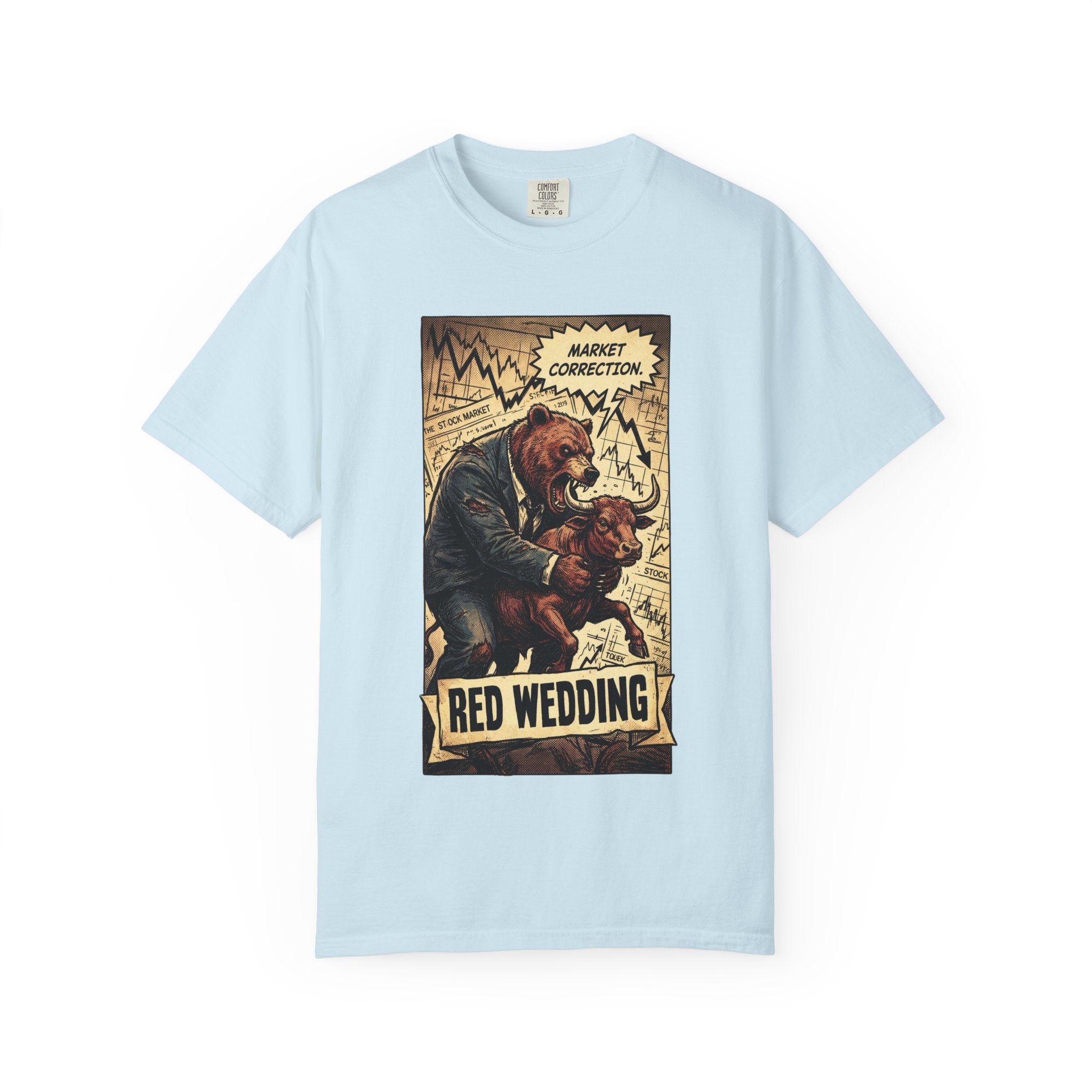 Market Correction Red Wedding Shirt, Bear vs Bull Stock Market Tee, Funny Trader Investor Gift, Vintage Finance Graphic Streetwear Chambray