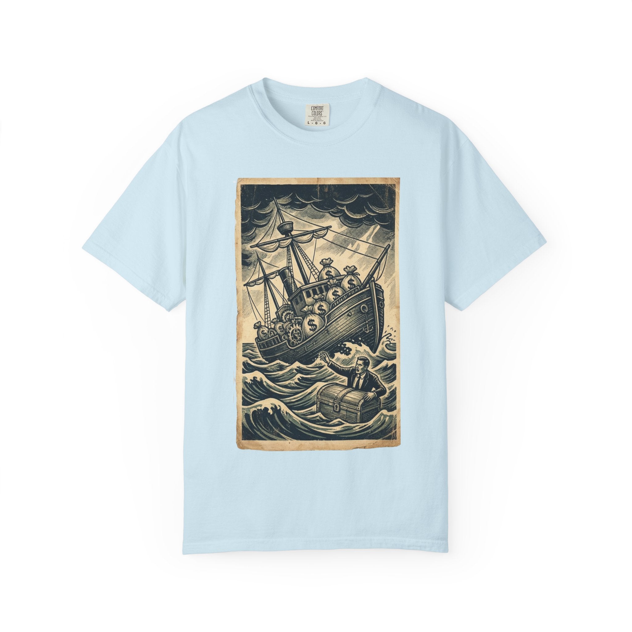 Vintage Dystopian Shirt, All Seeing Eye Surreal Art Tee, Retro Capitalism Graphic, Dark Academia Aesthetic, Gift for Philosophy Lovers, Oversized Unisex T-Shirt, Corporate Satire Gear Chambray