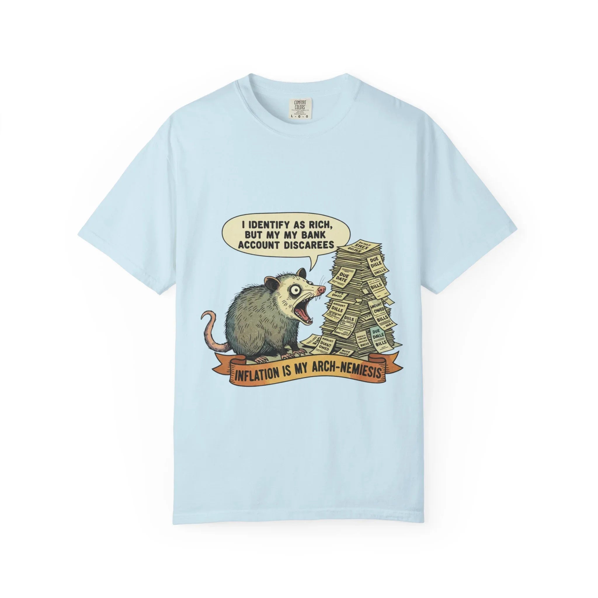 Funny Opossum Shirt Inflation Is My Arch Nemesis Tee Relatable Financial Meme Gift Sarcastic Possum Tshirt Screaming Trash Animal Top Chambray