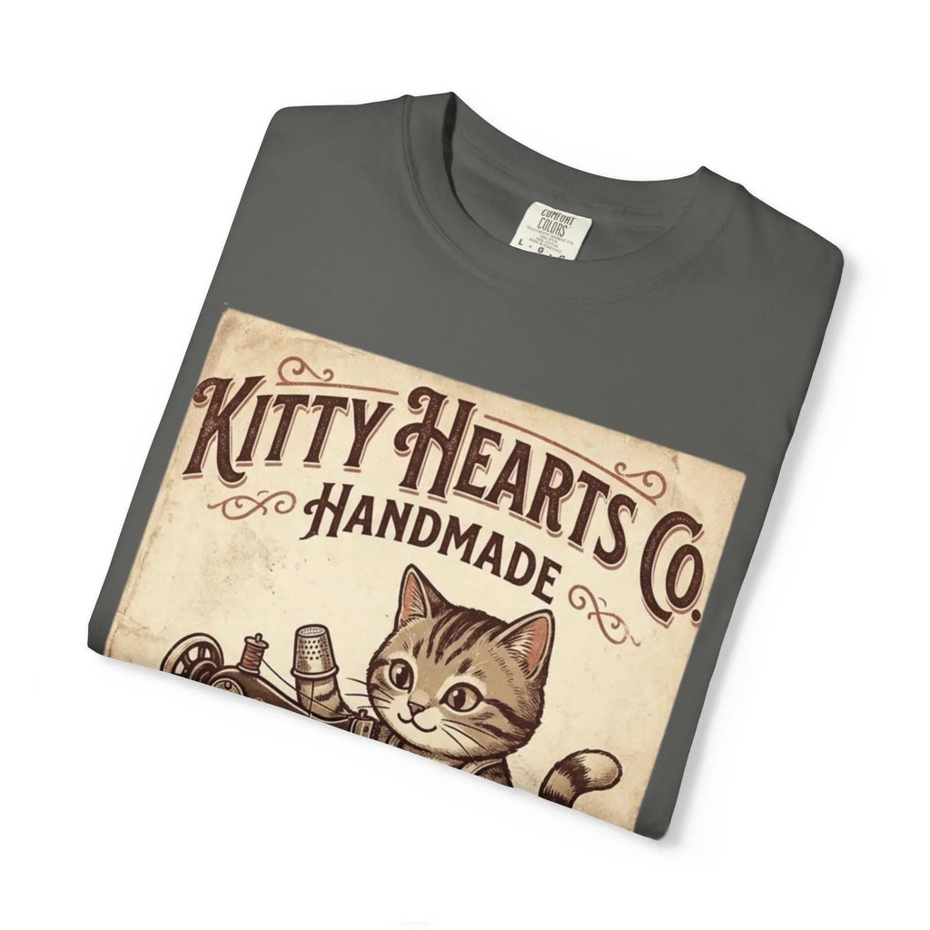 Kitty Hearts Co T-Shirt | Vintage Handmade Cat Sewing Made With Purr Graphic Tee