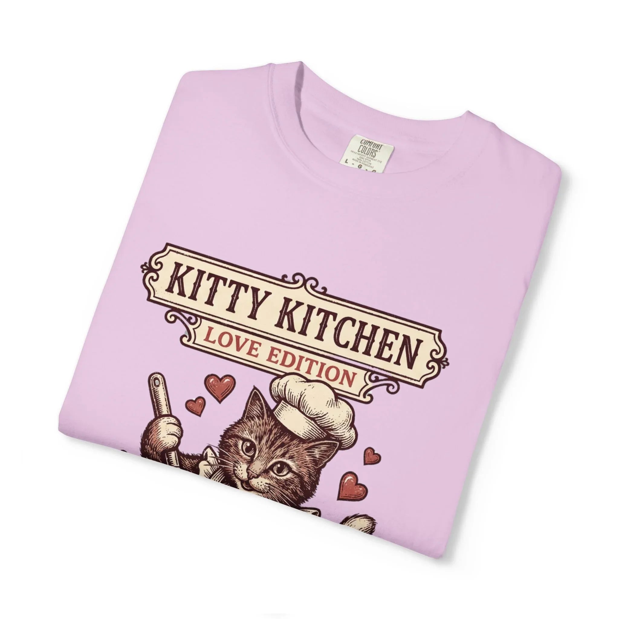 Kitty Kitchen Love T-Shirt | Vintage Cat Chef Whisking You Were Here Graphic Tee