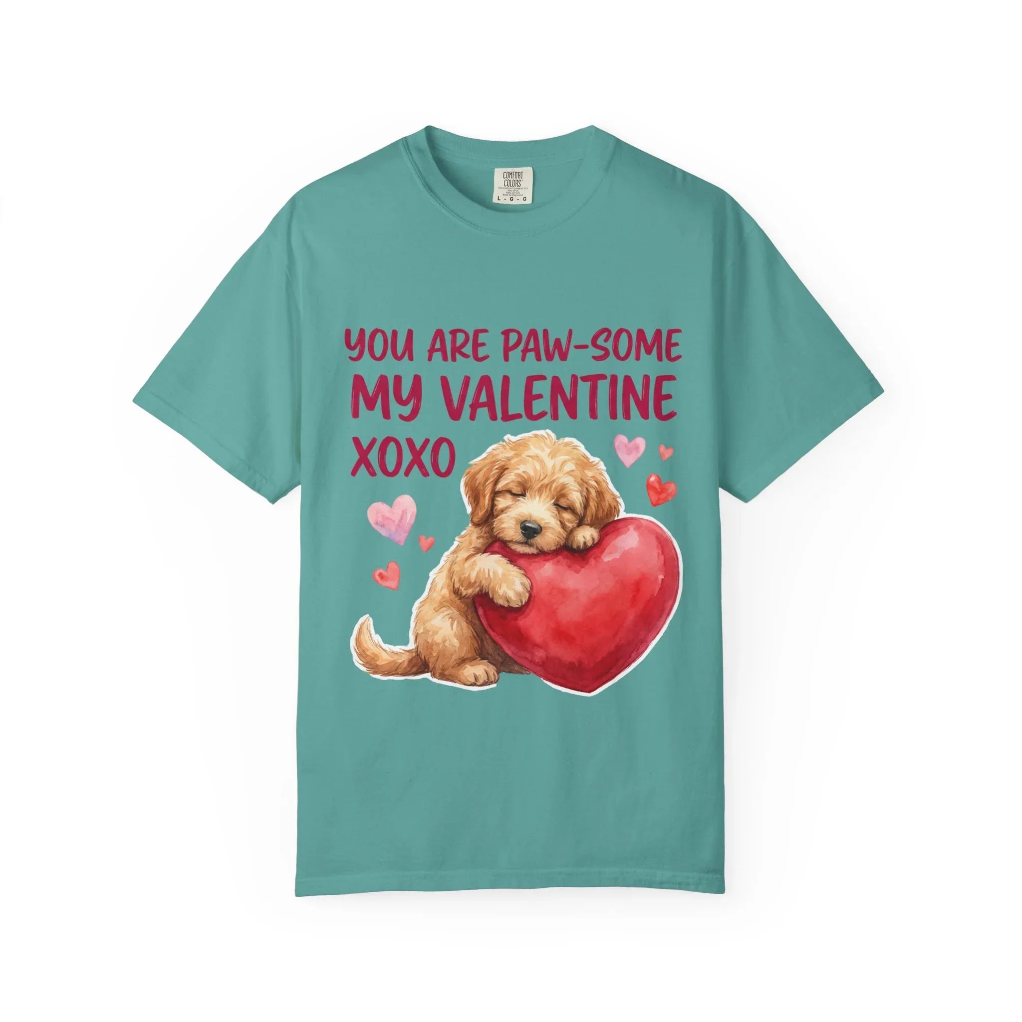 You Are Paw-some Valentine T-Shirt | Puppy Heart My Valentine Dog Love Graphic Tee Seafoam