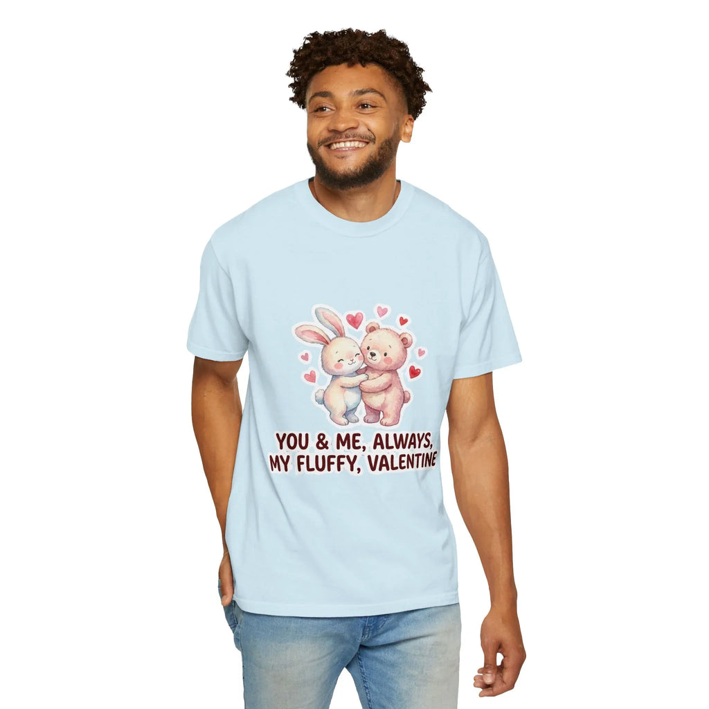 Fluffy Valentine Bunny and Bear T Shirt Cute Retro Valentine Gift Cozy Soft Cotton Vintage Aesthetic Top Romantic Couple Gift Idea