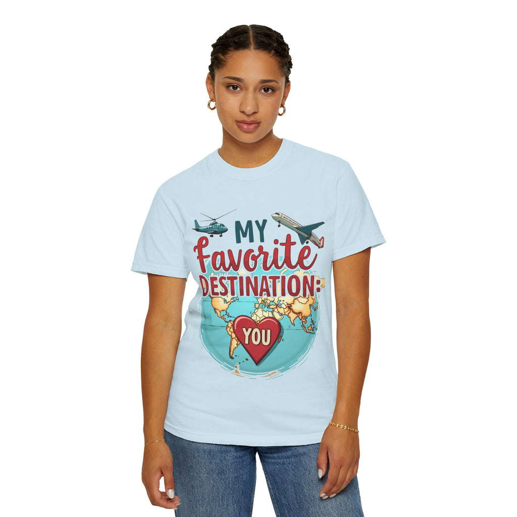 My Favorite Destination You Shirt, Travel Map Heart Plane T-Shirt, Cute Globe Airplane Tee, Couples Road Trip Gift, Anniversary Valentine