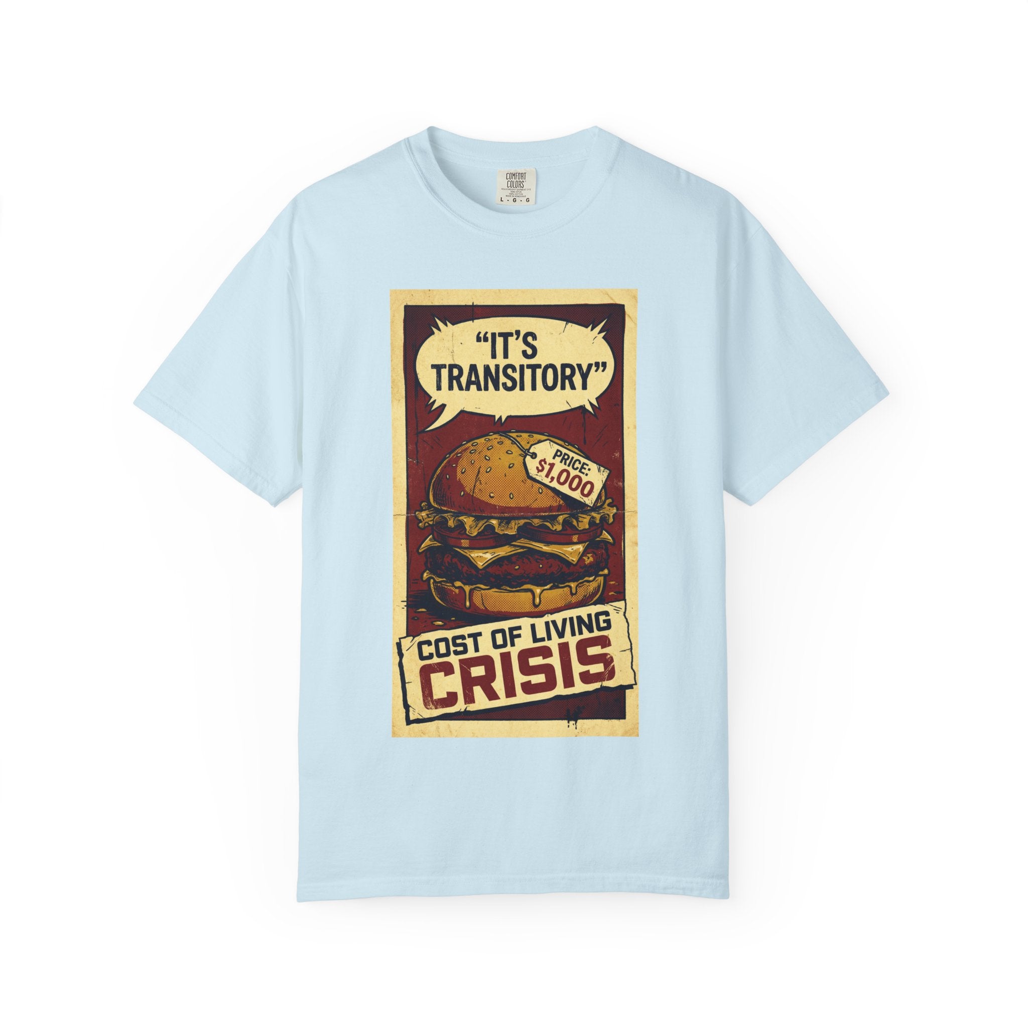 Cost of Living Crisis Shirt, It's Transitory Funny Inflation T-Shirt, $1,000 Burger Satire Tee, Vintage Economic Crisis Graphic, Sarcastic Finance Gift Chambray
