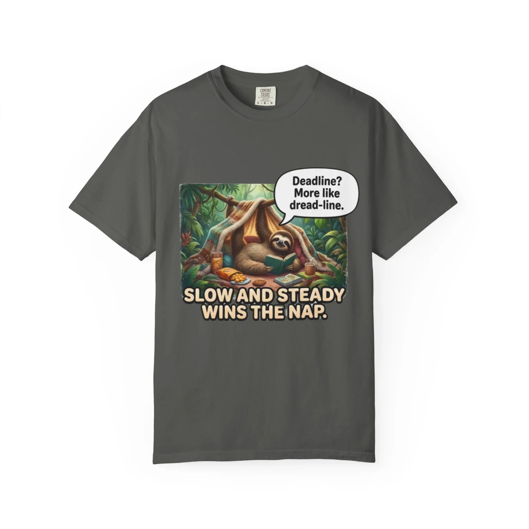 Slow and Steady Wins the Nap Sloth T-Shirt | Cute Lazy Sloth Illustration | Self Care Humor Gift | Vintage Cozy Productivity Tee Pepper