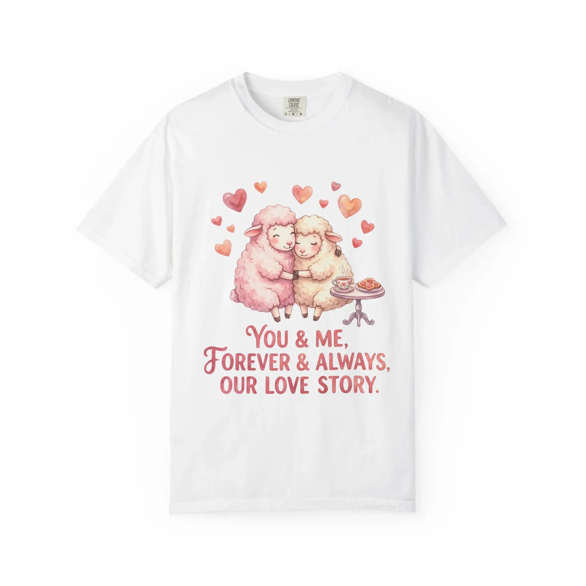 You and Me Forever Always Our Love Story T-Shirt | Cute Sheep Couple Tee | Cozy Valentine Gift | Vintage Soft Romantic Shirt