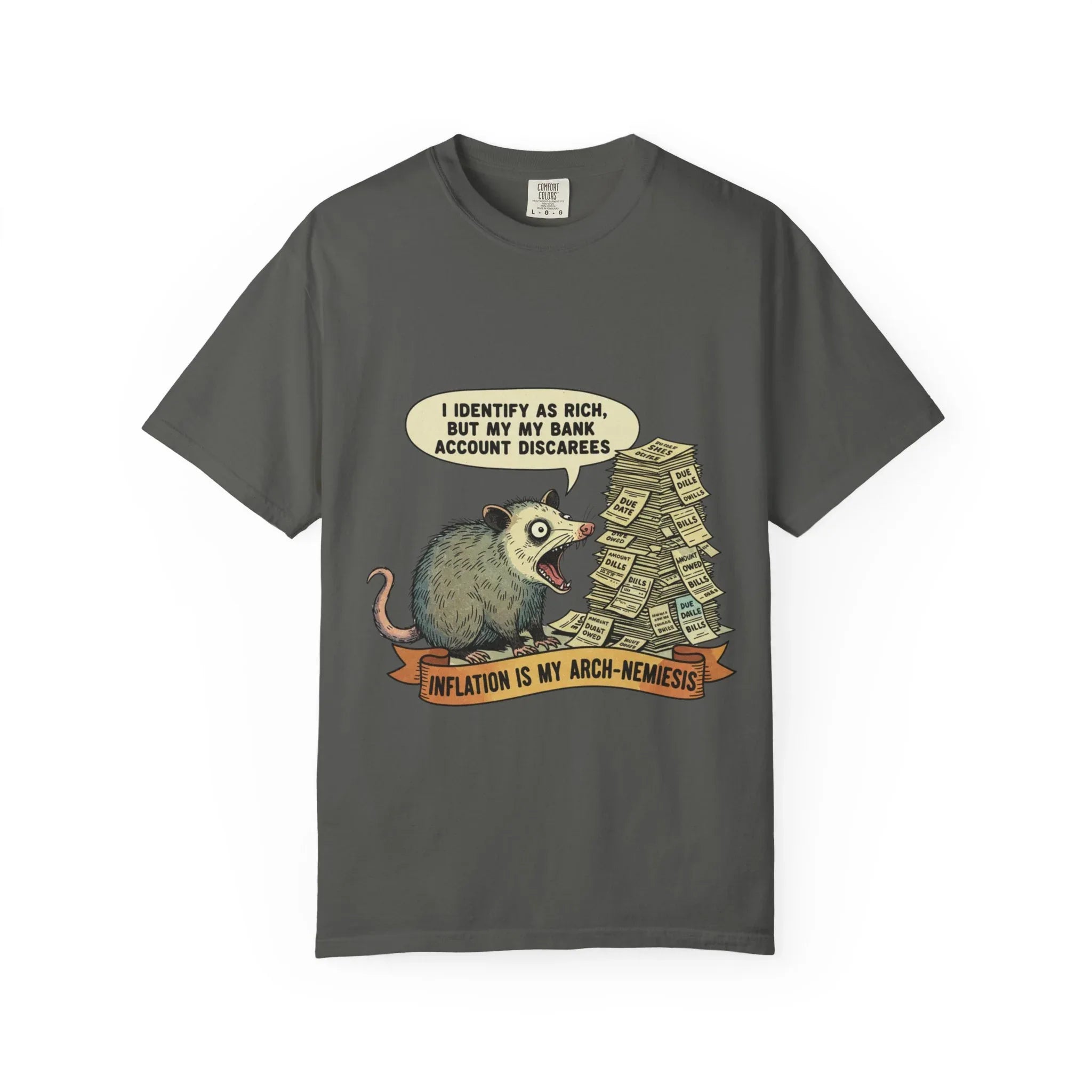 Funny Opossum Shirt Inflation Is My Arch Nemesis Tee Relatable Financial Meme Gift Sarcastic Possum Tshirt Screaming Trash Animal Top Pepper