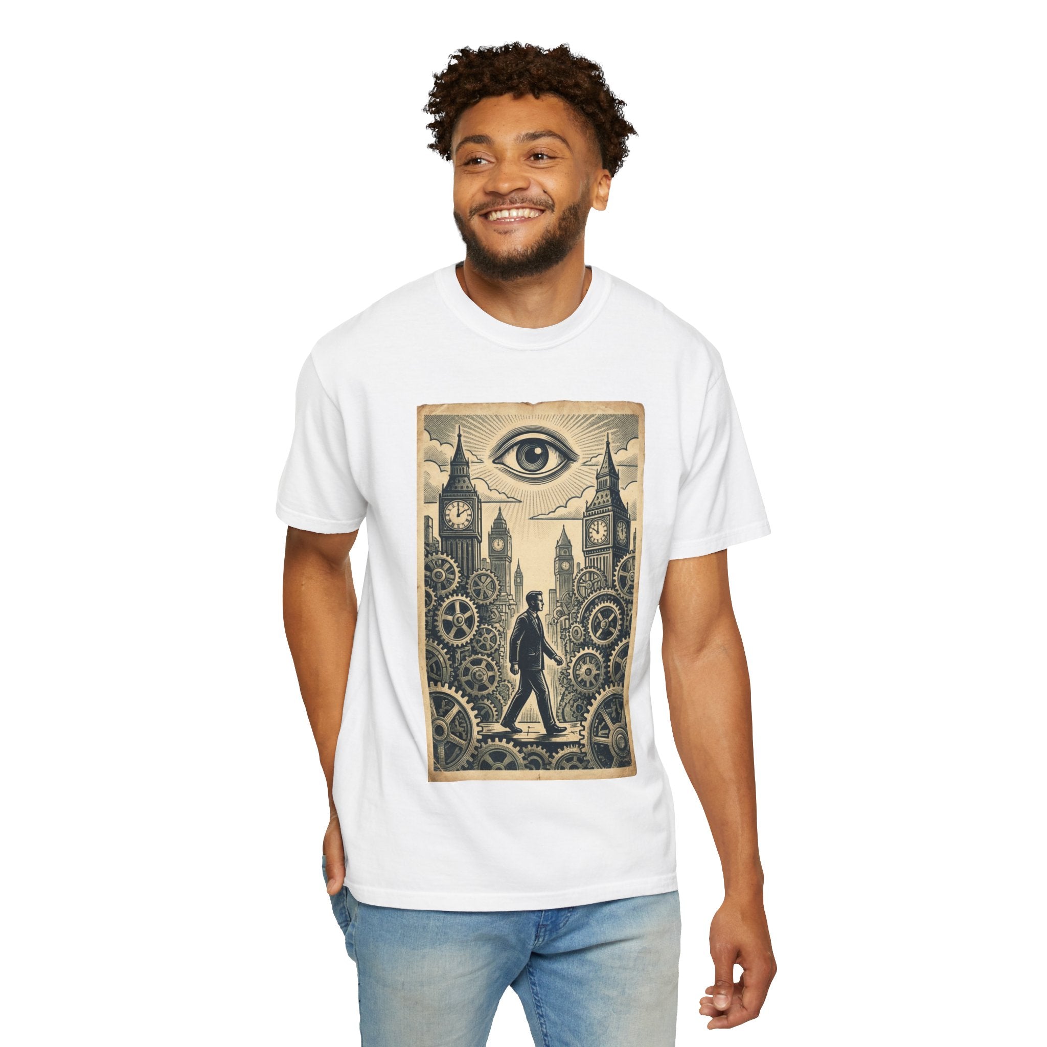 The Corporate Cog T-Shirt - Clockwork System Satire Tee - Funny Office Humor Shirt - Vintage Retro Propaganda Graphic - Sarcastic Work Gift