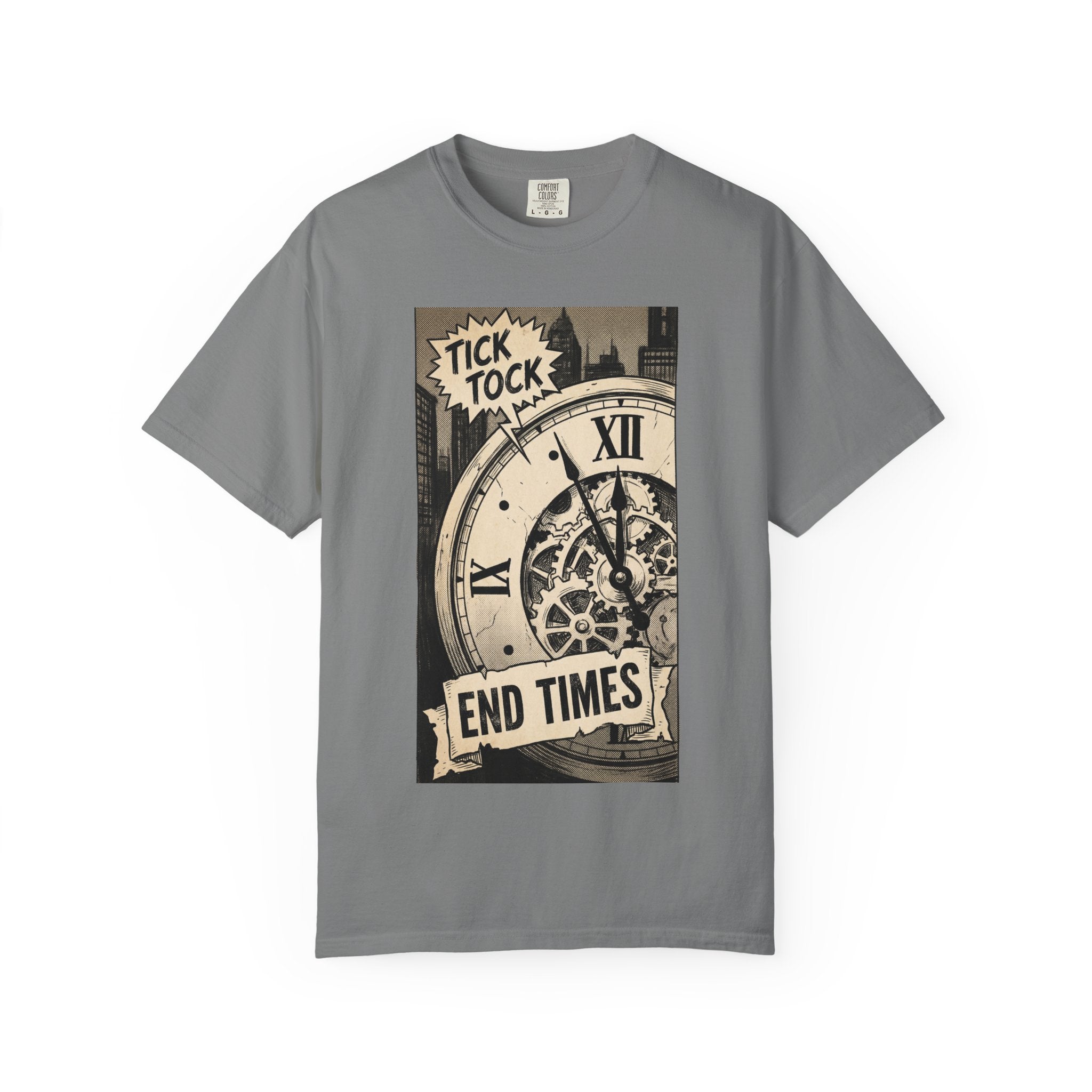 Vintage Doomsday Clock Shirt Retro Comic End Times Graphic Tee Dark Humor Gift Aesthetic Streetwear Art Grey