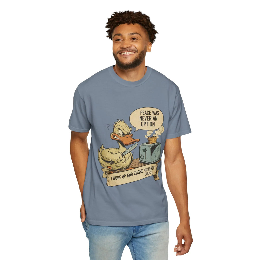 Funny Angry Duck Shirt - "I Woke Up and Chose Violence (Mildly)" Tee - Peace Was Never An Option Shirt - Sarcastic Meme Gift - Retro Comic Style Graphic T-Shirt