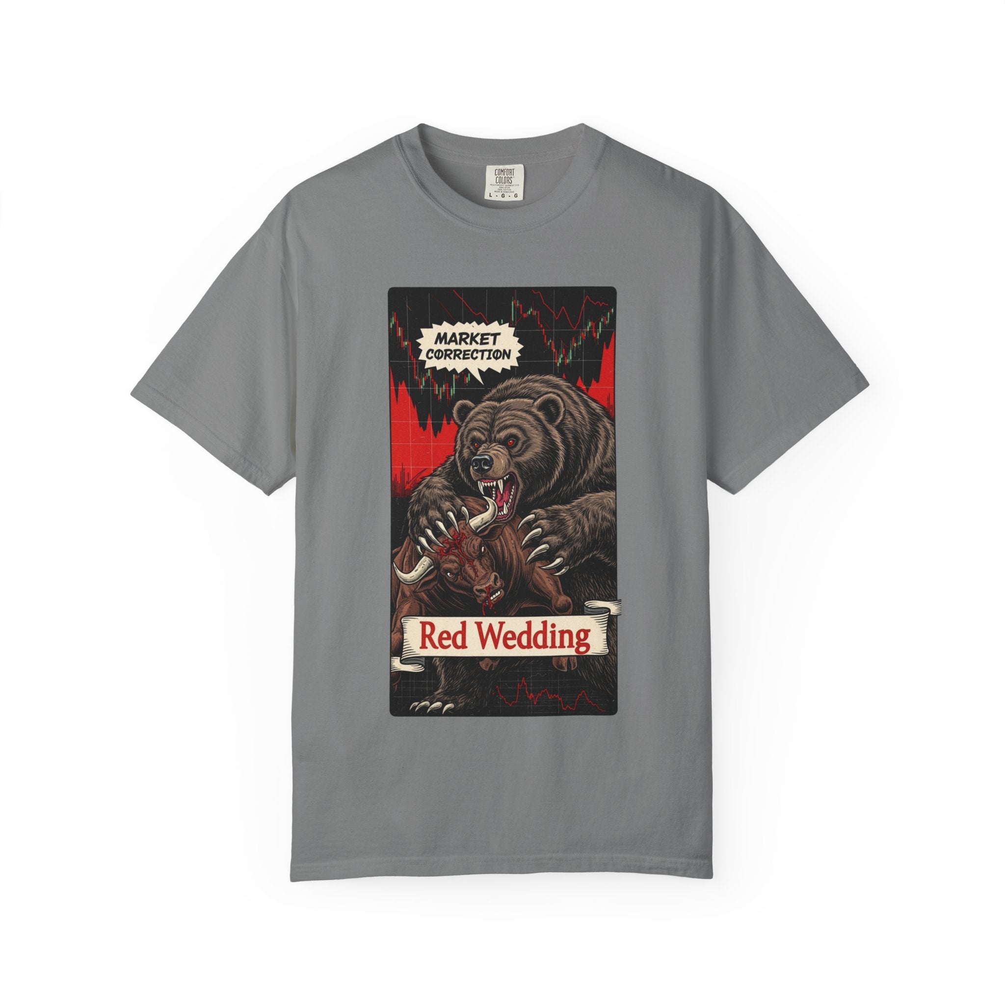 Red Wedding Bear Market Shirt Market Correction Satire Tee Bull vs Bear Wall Street Trader Gift Crypto Investor Shirt Grey