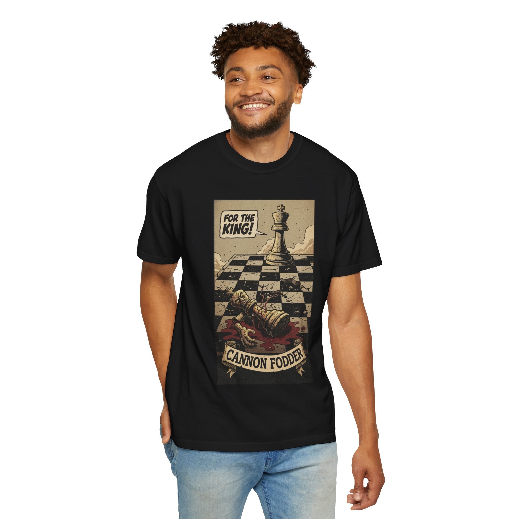 T-Shirt — "For the King! Cannon Fodder" Vintage Chess Graphic Tee