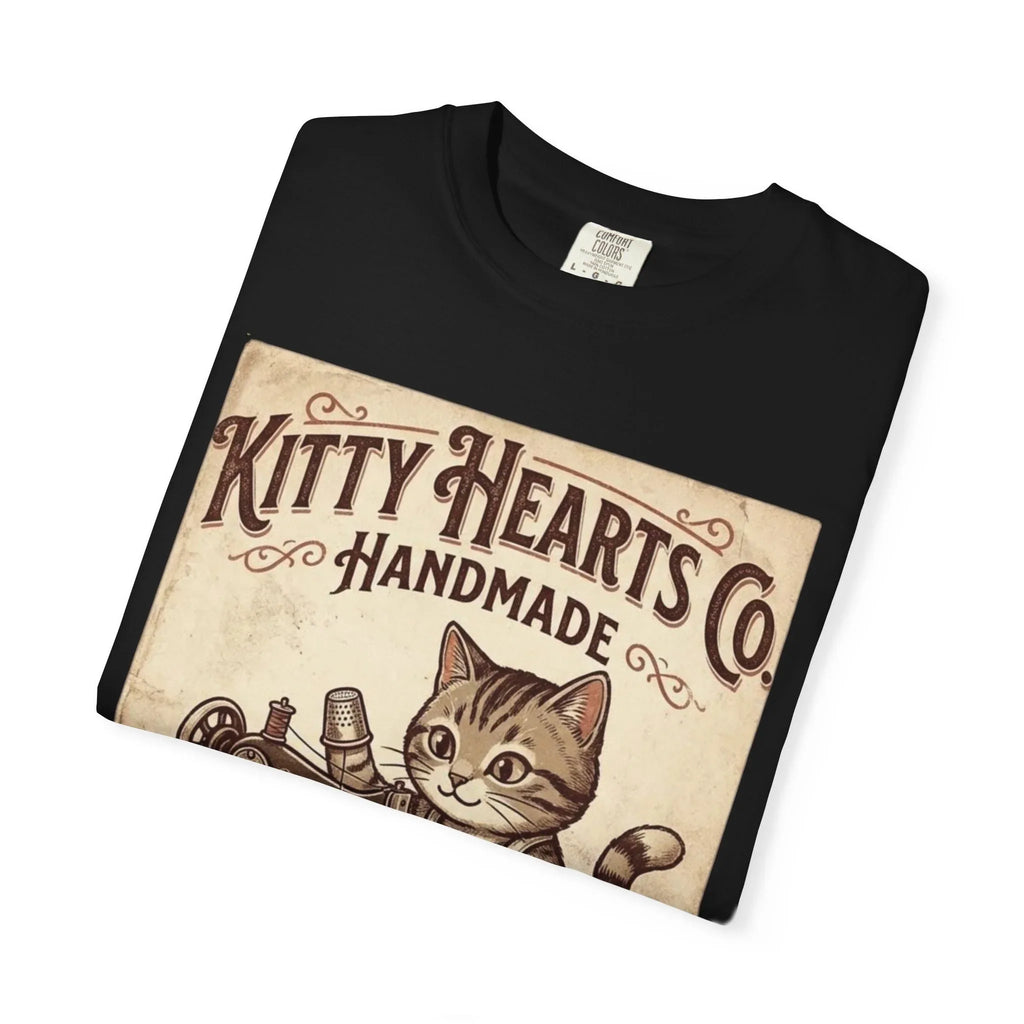 Kitty Hearts Co T-Shirt | Vintage Handmade Cat Sewing Made With Purr Graphic Tee
