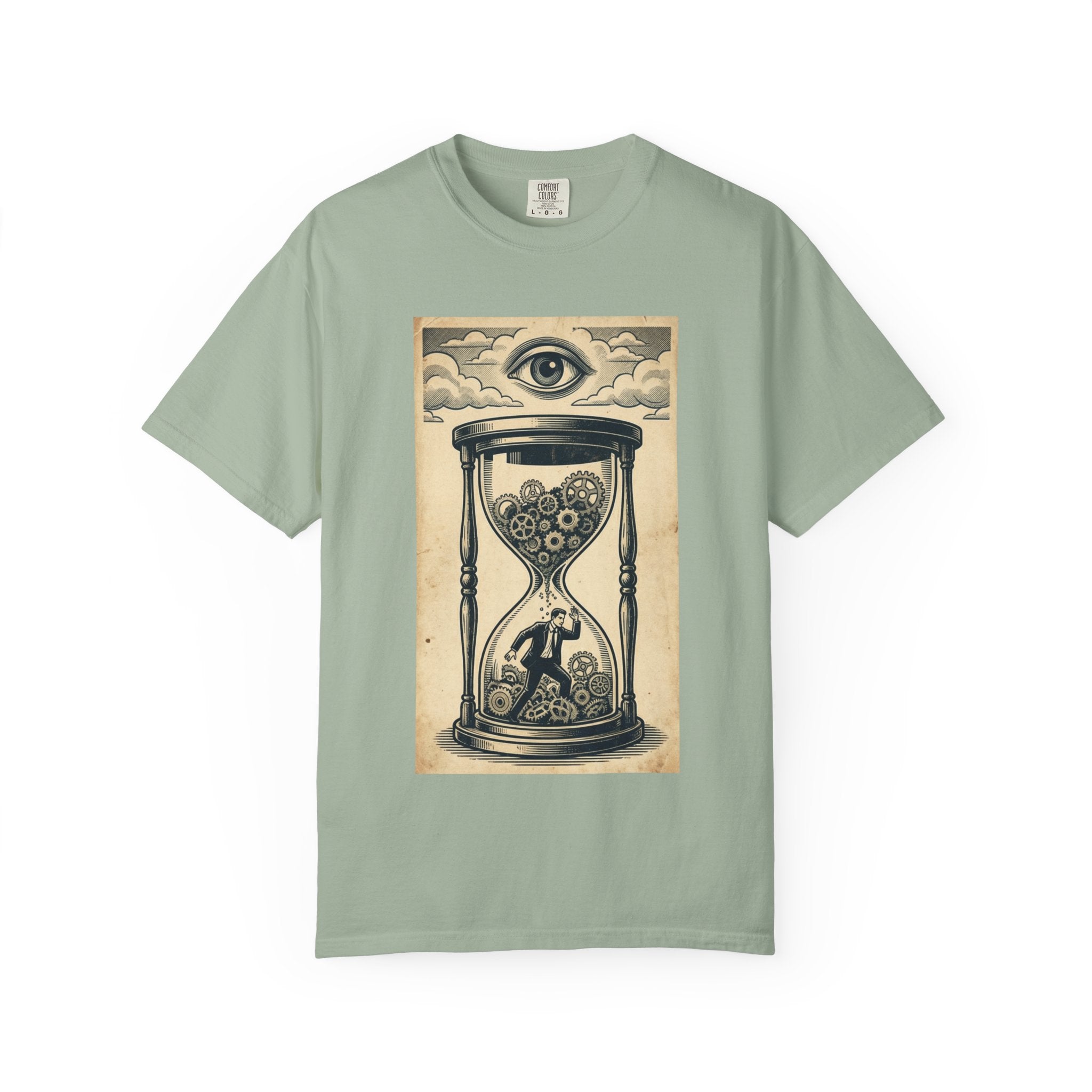 Vintage Dystopian Surrealism Shirt, All Seeing Eye Retro Graphic Tee, Dark Academia Clothing, Steampunk Gear T-Shirt, Gift for Philosophy Lovers, Oversized Unisex Corporate Satire Apparel Bay