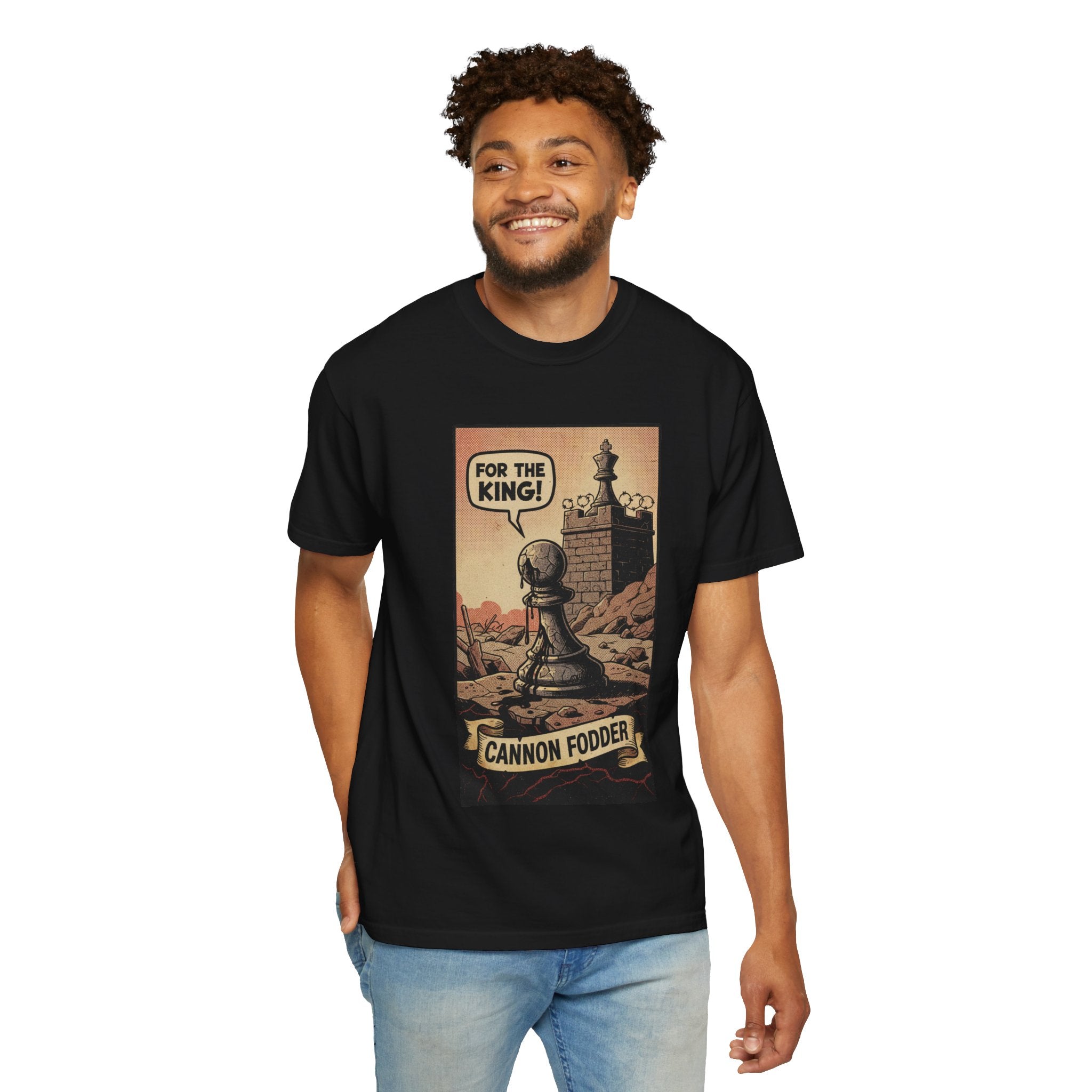 Cannon Fodder Chess T-Shirt - Distressed Vintage Pawn Graphic - Satirical Dark Humor Tee - Retro Political Streetwear