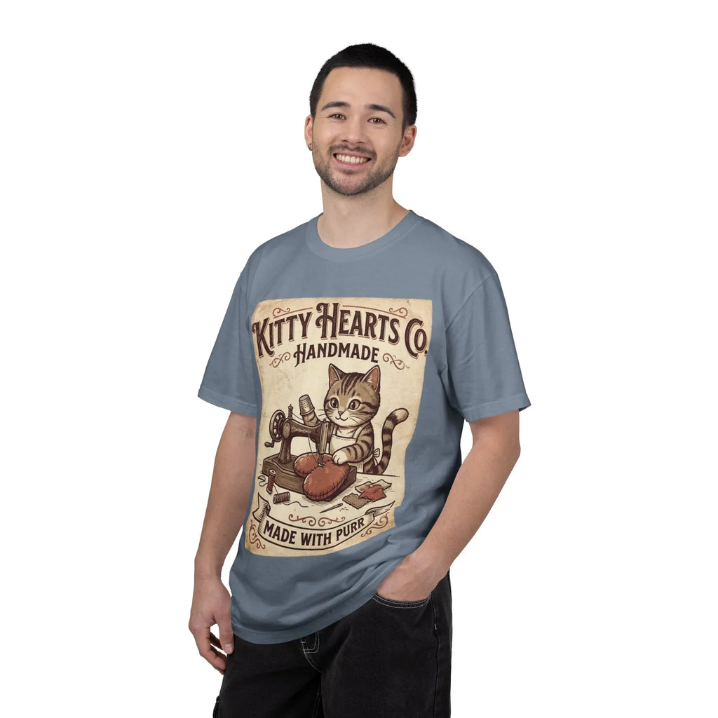 Kitty Hearts Co T-Shirt | Vintage Handmade Cat Sewing Made With Purr Graphic Tee