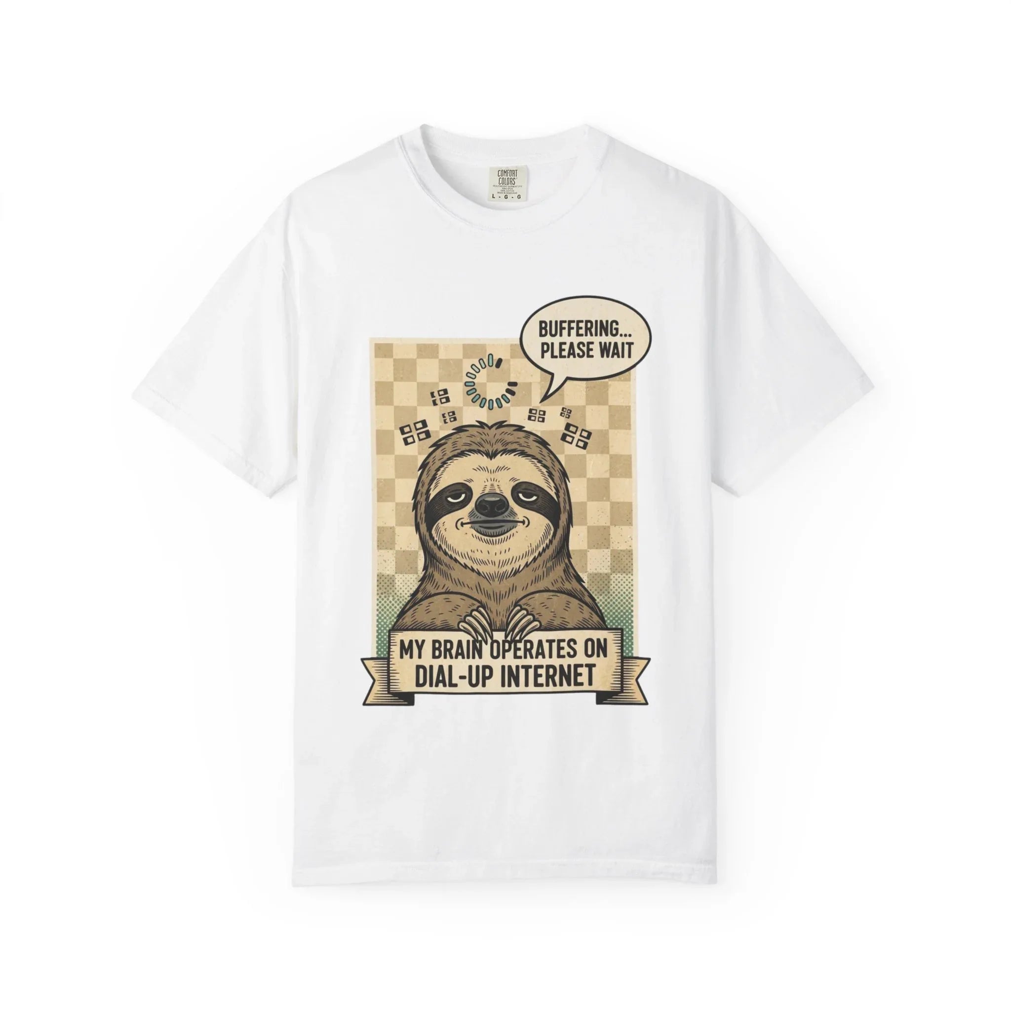Funny Sloth Shirt Retro 90s Dial-Up Internet Tee Buffering Graphic Tshirt Sarcastic Sloth Lover Gift Vintage Style Comfort Colors Tee