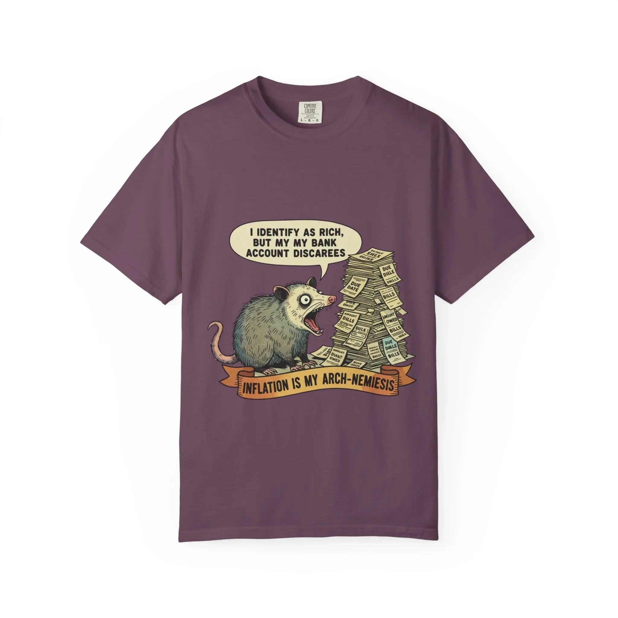 Funny Opossum Shirt Inflation Is My Arch Nemesis Tee Relatable Financial Meme Gift Sarcastic Possum Tshirt Screaming Trash Animal Top Berry M