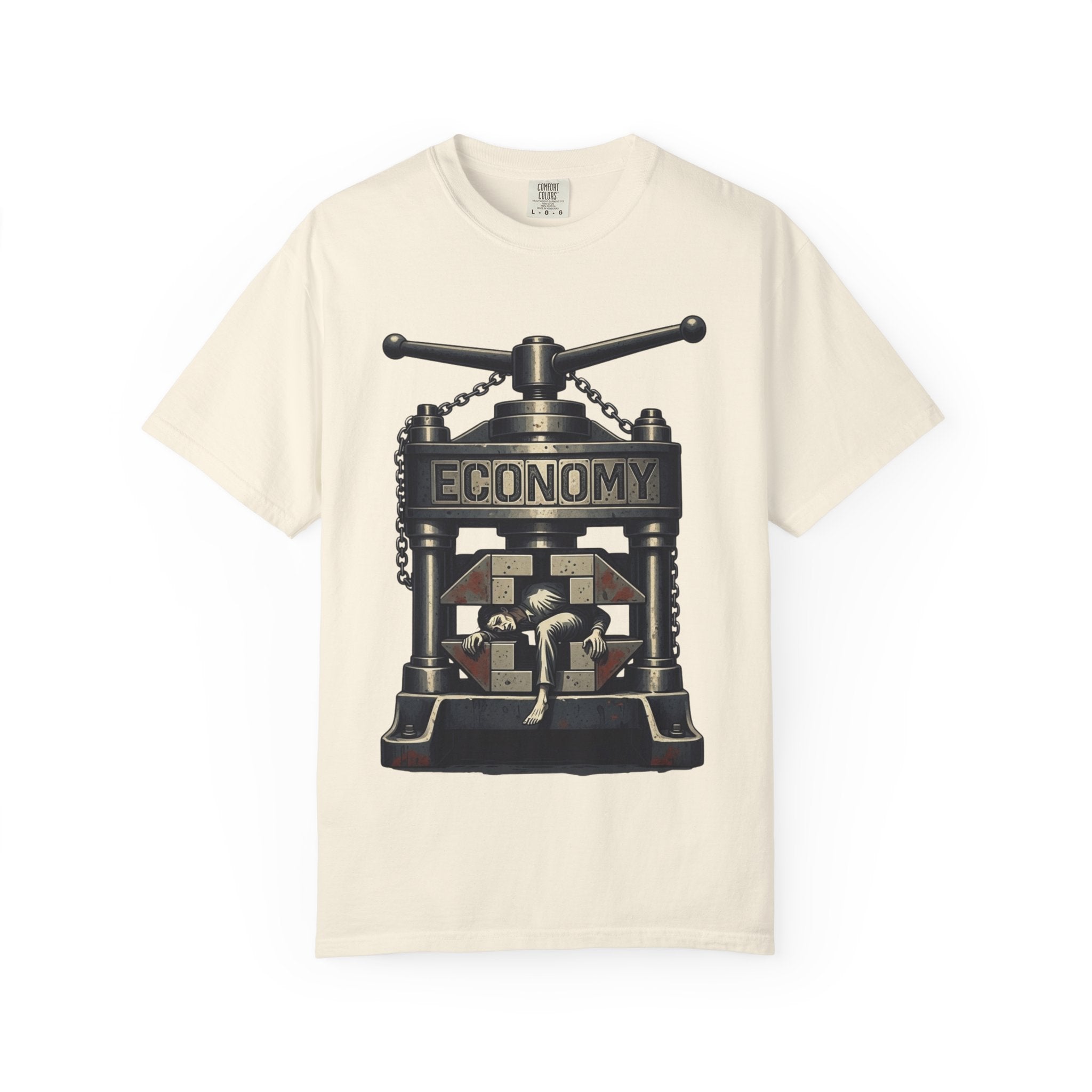 Vintage Dystopian Work Overload Shirt | Retro All-Seeing Eye Tee | Corporate Burnout Graphic | Dark Academia Aesthetic | Gift for Office Workers | Philosophy Satire Unisex T-Shirt Ivory