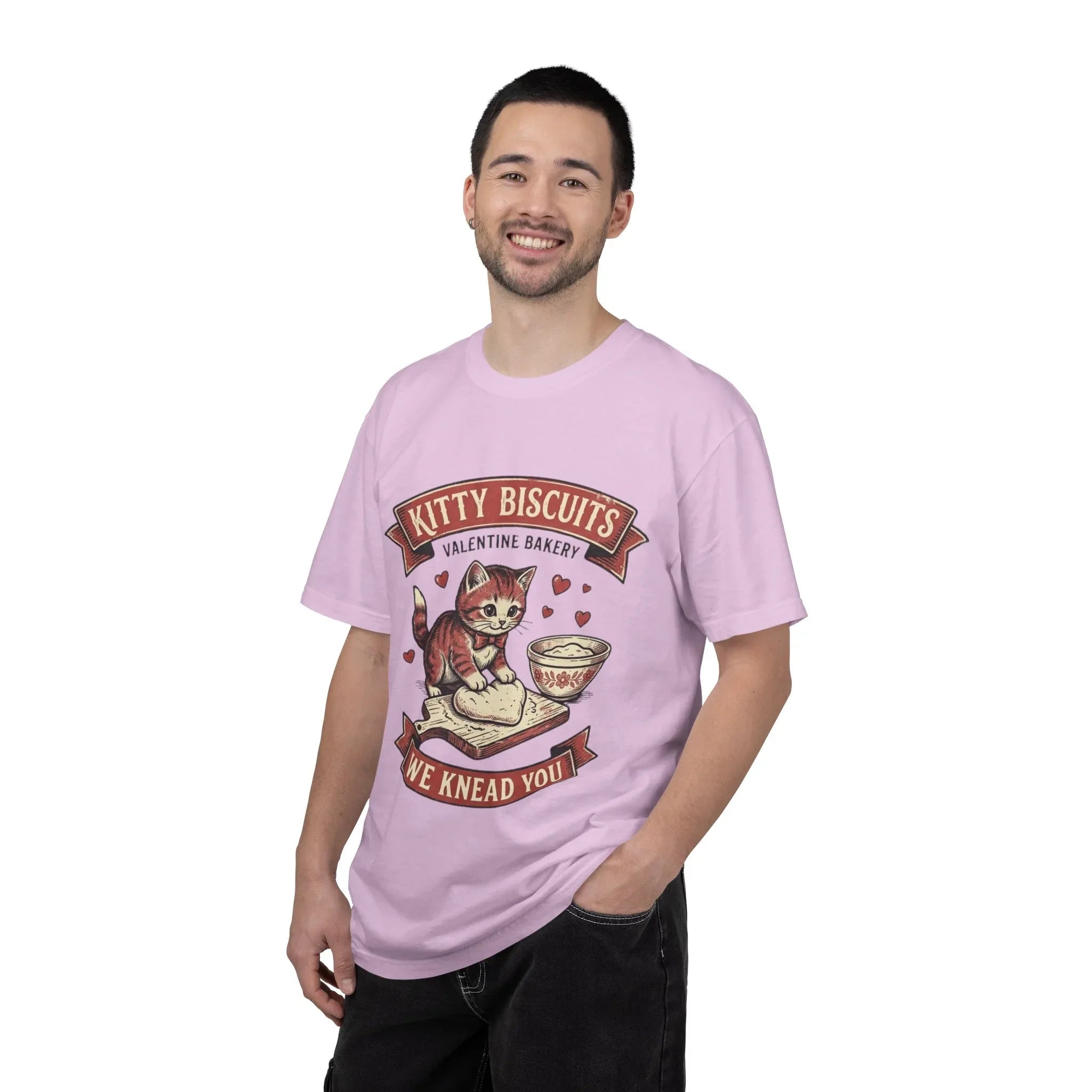 Kitty Biscuits T-Shirt | Valentine Bakery Cat We Knead You Graphic Tee