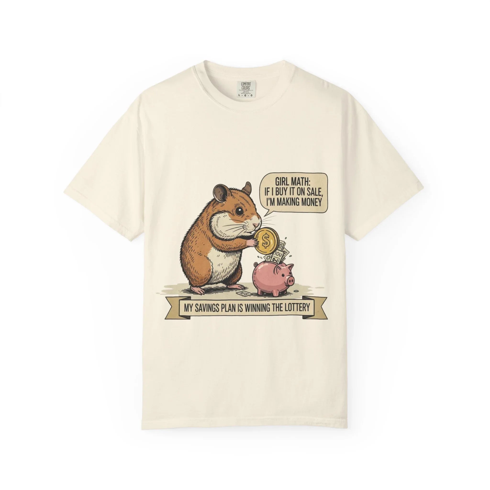 Funny Girl Math Shirt Hamster Saving Plan Tee Student Loan Otter Shirt Financially Stable Sloth Broke Life Gift Sarcastic Adulting Humor Ivory