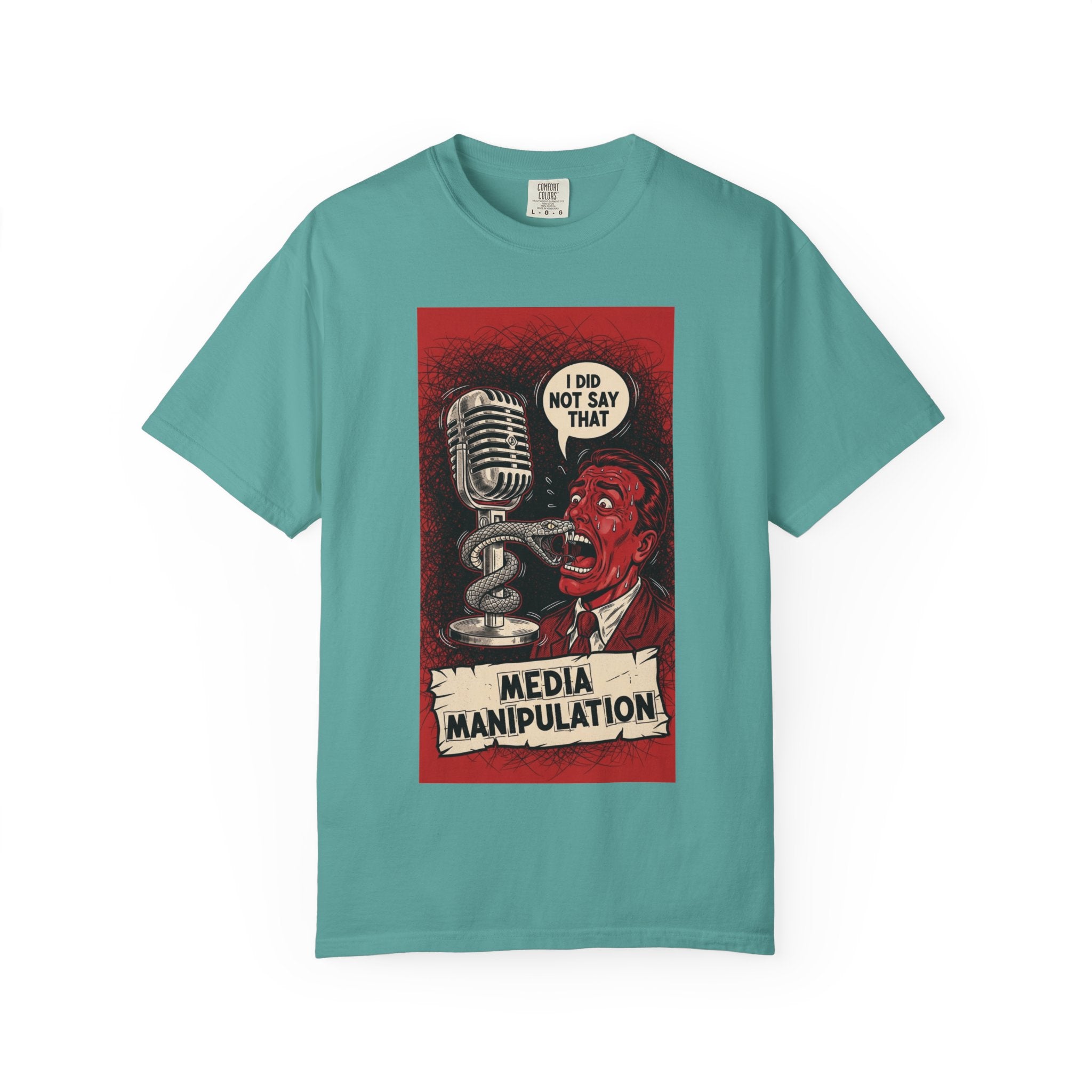 Vintage Satirical T-Shirt | Political Theater & System is Rigged Retro Tee | Sarcastic Dark Humor Shirt | Unisex Premium Cotton Graphic Tee Seafoam