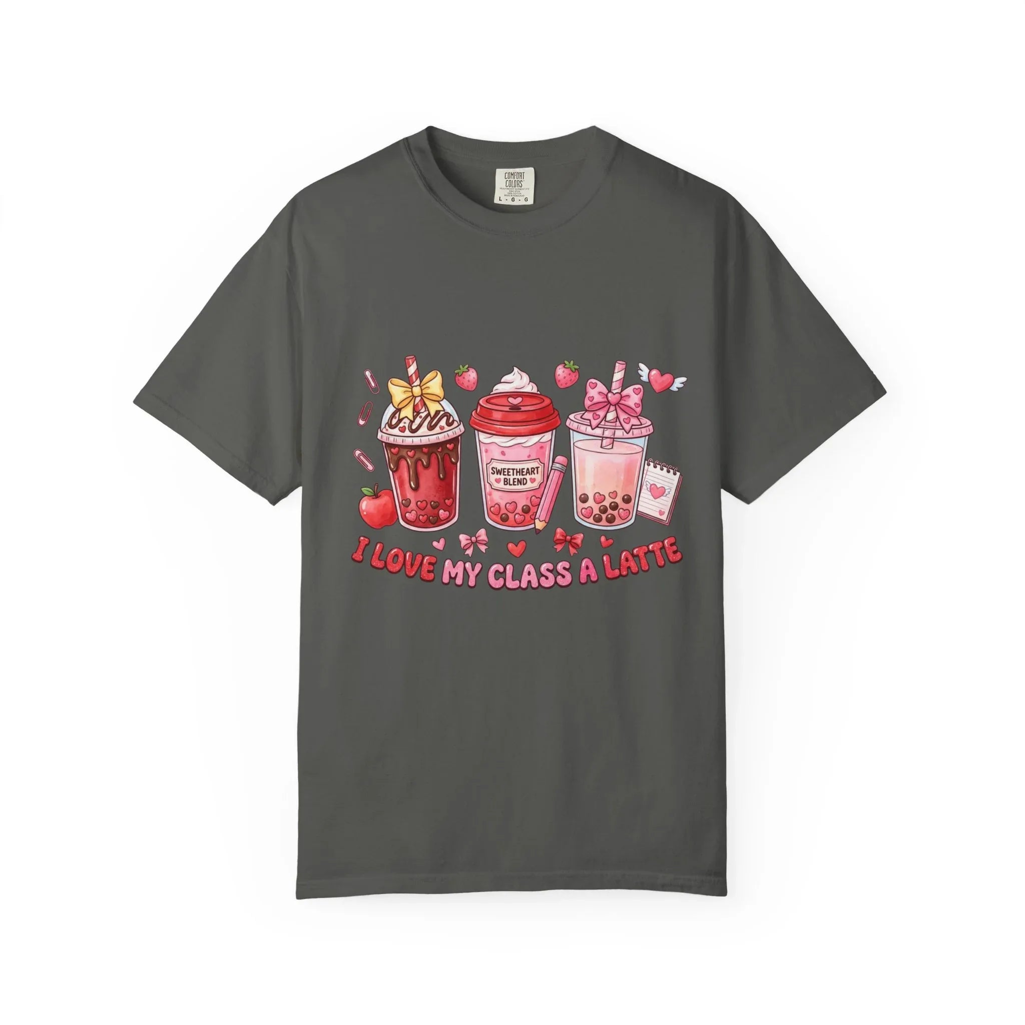Strawberry Boba Drinks T-Shirt | I Love My Class A Latte Design | Cute Kawaii Bubble Tea Tee | Vintage Foodie Aesthetic Gift Pepper