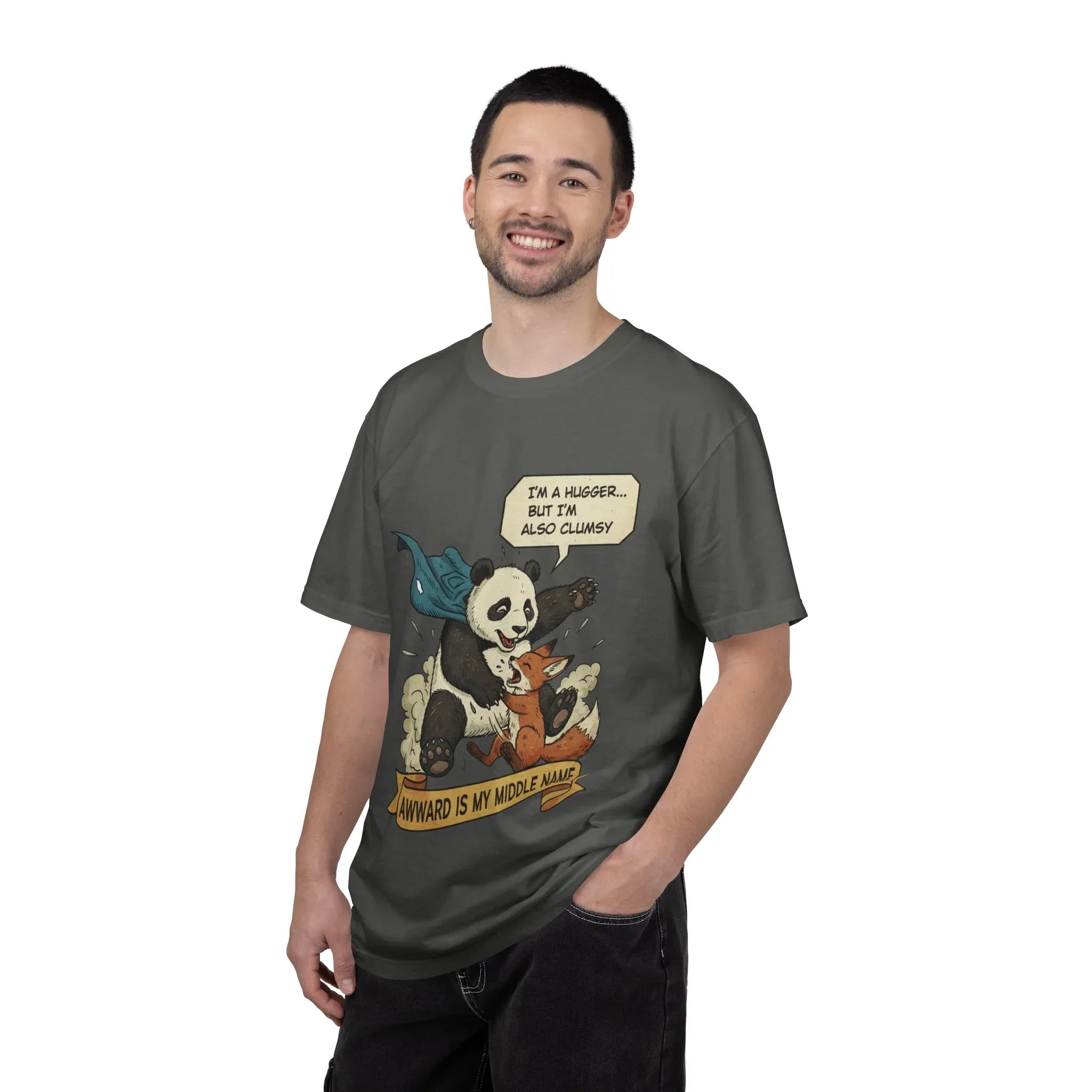 Funny Panda Shirt - Clumsy Fox Tee - Vintage Comic Style "Awward" Gift - Socially Awkward Friendship T-Shirt - Retro Cartoon Graphic Tee