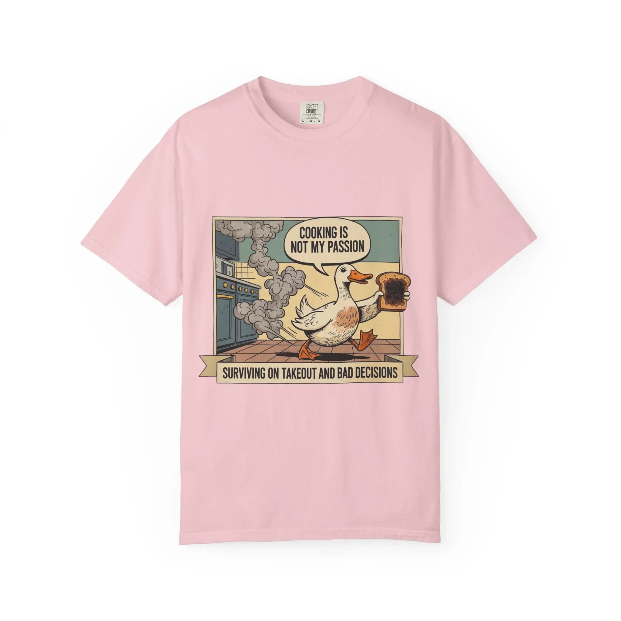 Funny Duck Cooking Shirt Retro Kitchen Fail Tee Sarcastic Foodie Gift Cooking Is Not My Passion Surviving On Takeout Shirt Vintage Cartoon Blossom