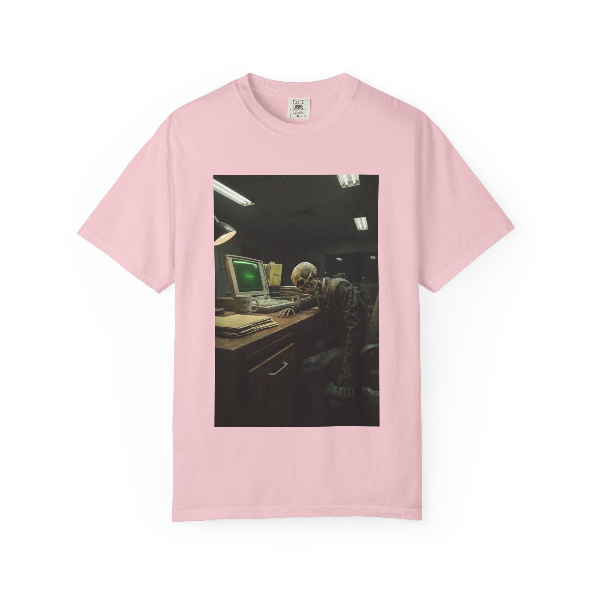 Living The Dream Skeleton T-Shirt - Funny Corporate Burnout Shirt - Vintage Aesthetic Dark Humor Office Tee - Sarcastic Work Gift Blossom