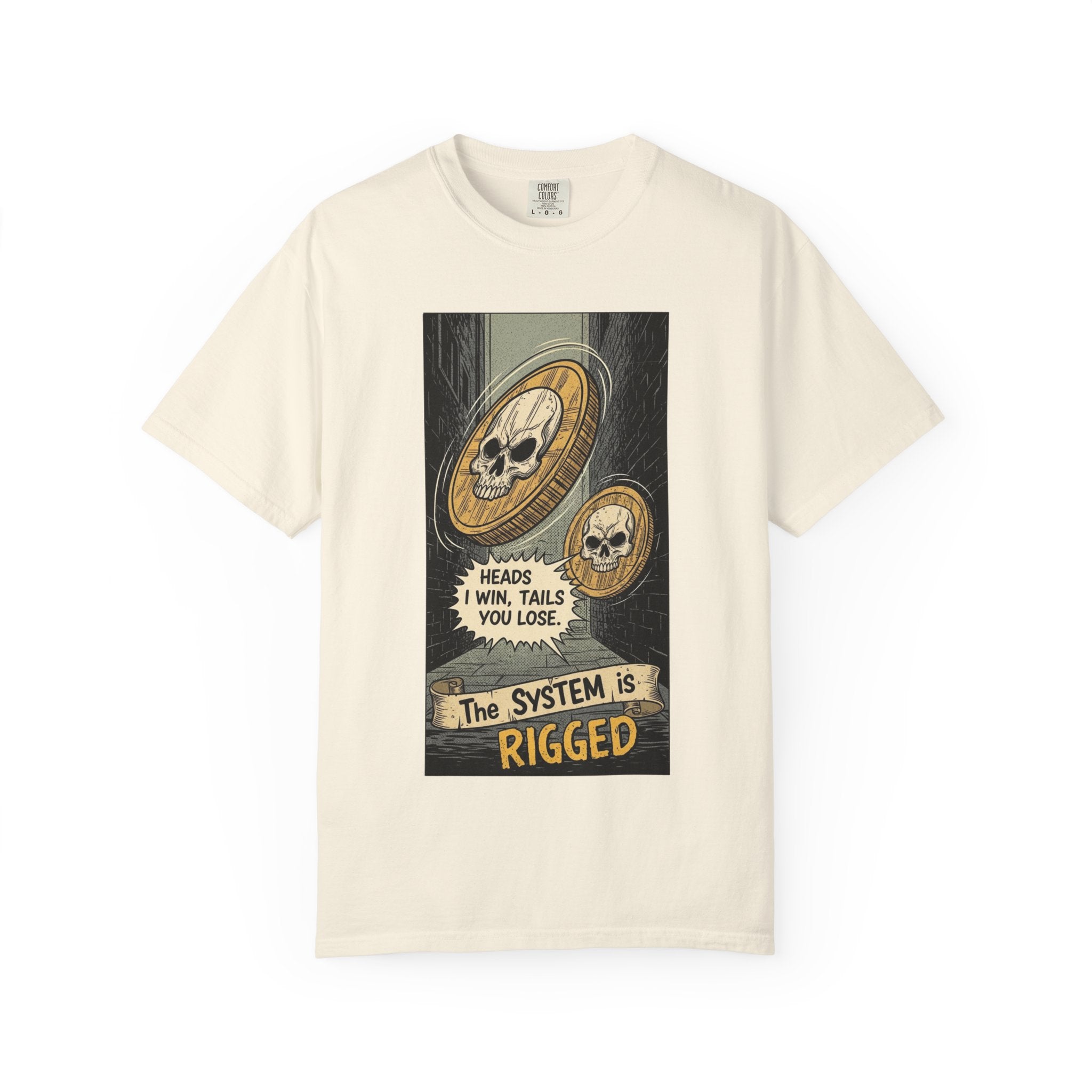 Vintage Satirical T-Shirt | Political Theater & Rigged System Retro Comic Tee | Sarcastic Dark Humor Shirt | Unisex Premium Cotton Graphic Tee Ivory
