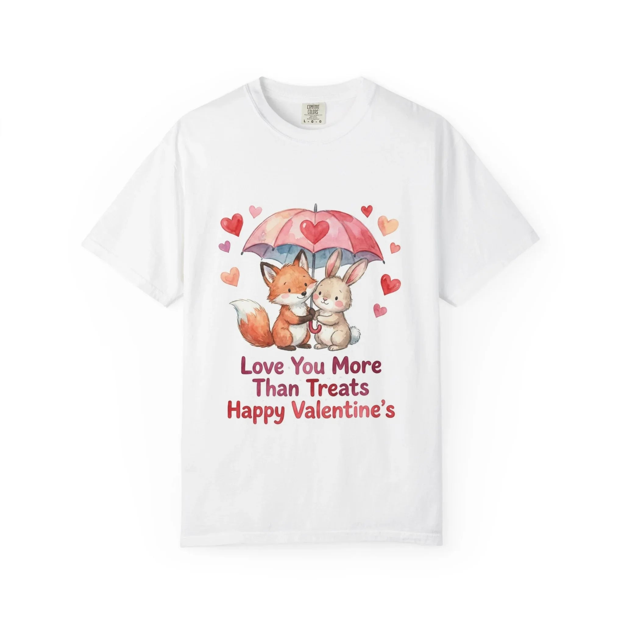Fox and Bunny Under Umbrella Valentines Naptime T Shirt Cute Watercolor Animal Couple Gift Cozy Vintage Aesthetic Romantic Valentines Day