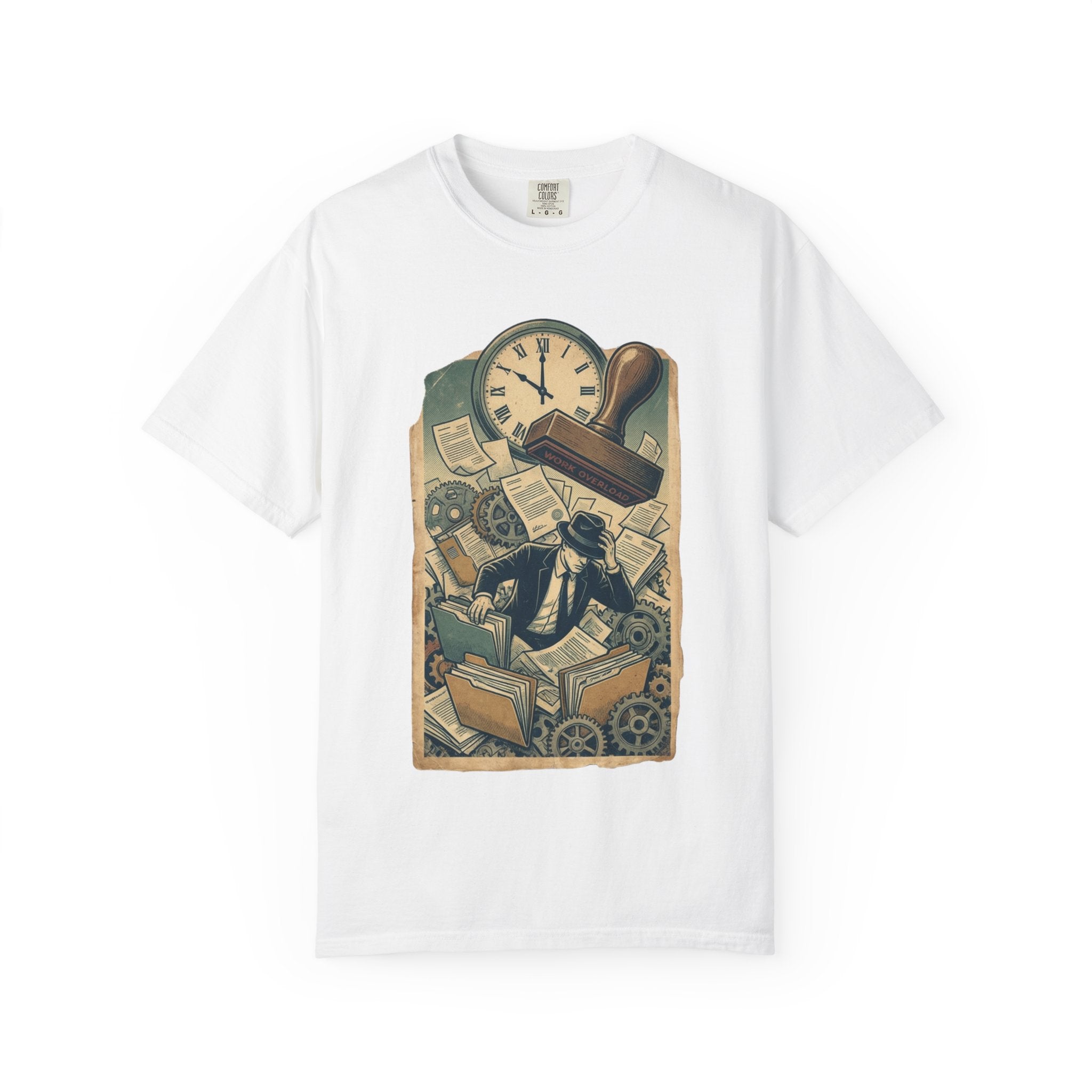 Vintage Dystopian Shirt, All Seeing Eye Surreal Art Tee, Corporate Overload Graphic, Dark Academia Aesthetic, Gift for Philosophy Lovers, Oversized Unisex Sarcastic T-Shirt White