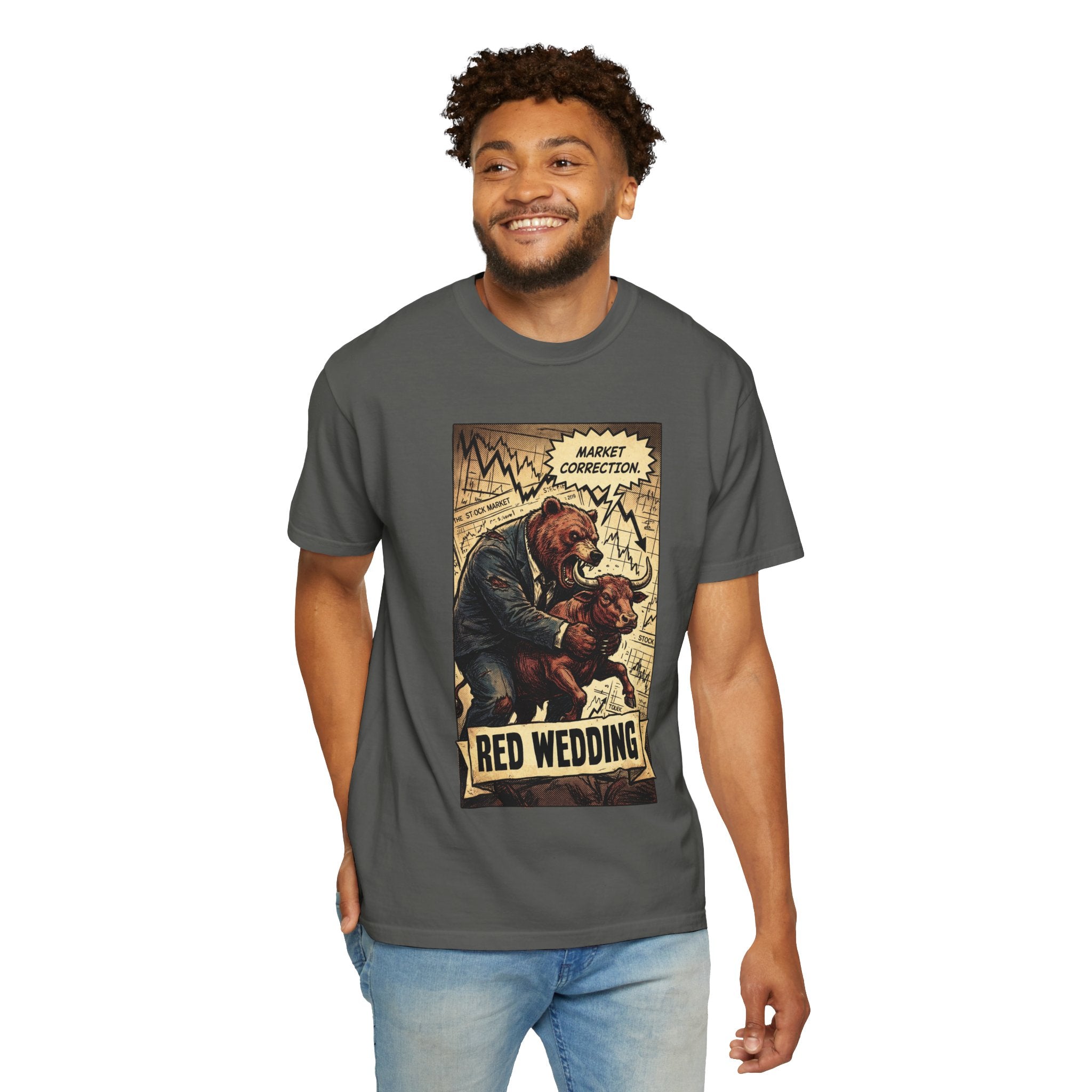 Market Correction Red Wedding Shirt, Bear vs Bull Stock Market Tee, Funny Trader Investor Gift, Vintage Finance Graphic Streetwear