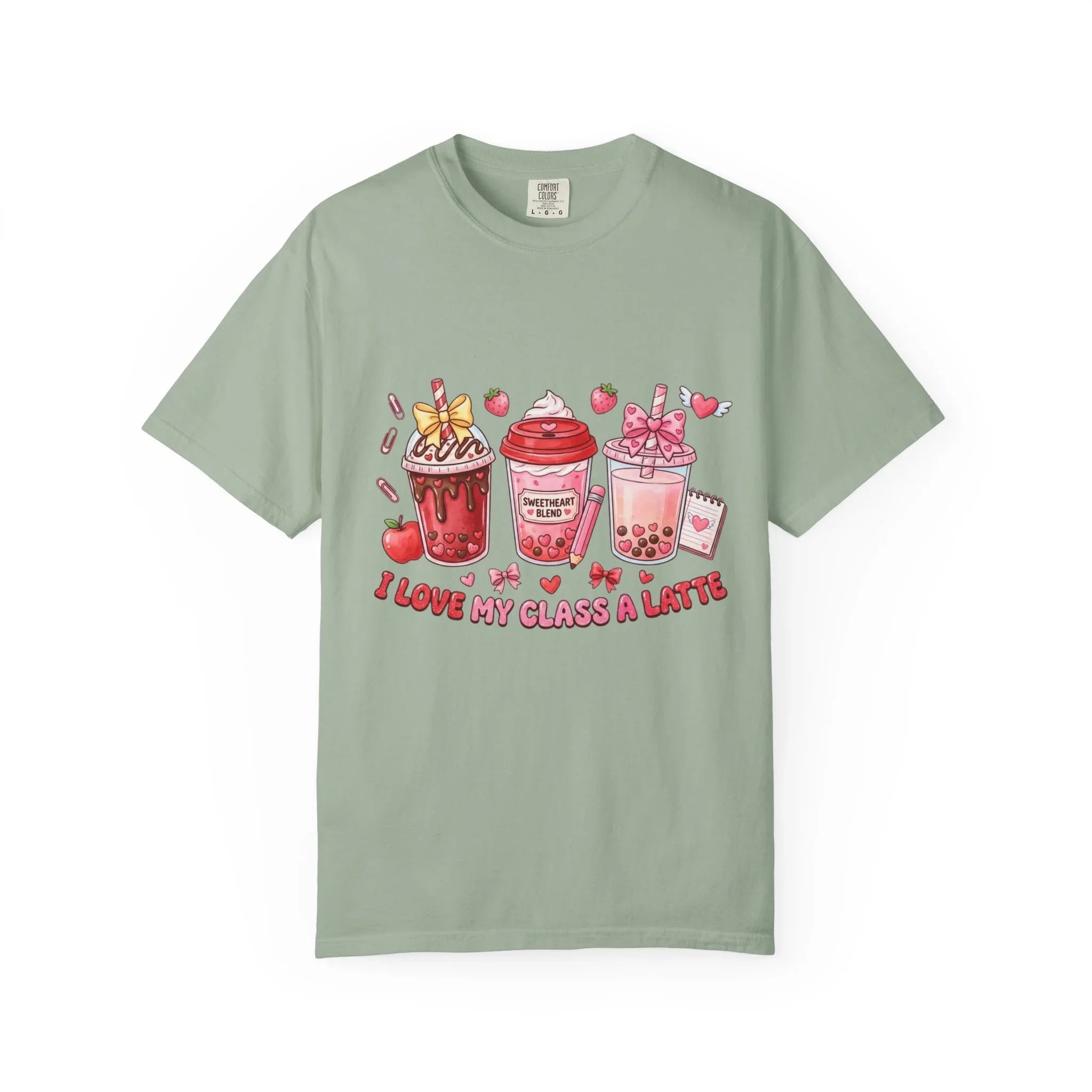 Strawberry Boba Drinks T-Shirt | I Love My Class A Latte Design | Cute Kawaii Bubble Tea Tee | Vintage Foodie Aesthetic Gift Bay