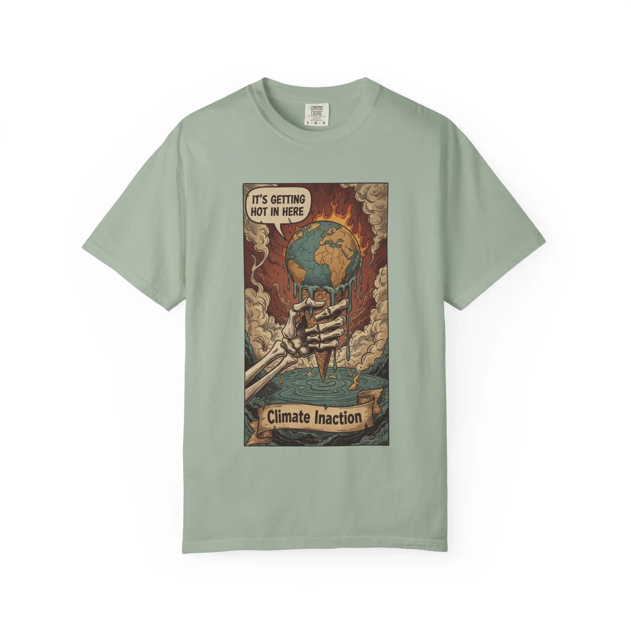Climate Inaction Melting Earth Shirt - Global Warming Satire Tee - Skeleton Hand Vintage Graphic - Environmental Activist Gift - Retro Distressed Planet Earth T-Shirt Bay