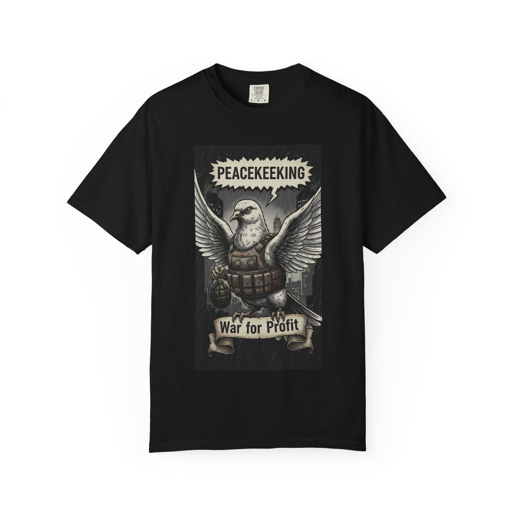 Vintage Satire Graphic Tee - Retro Political Comic Shirt - Media Manipulation & Anti-War Art - Sarcastic Social Commentary T-Shirt Black