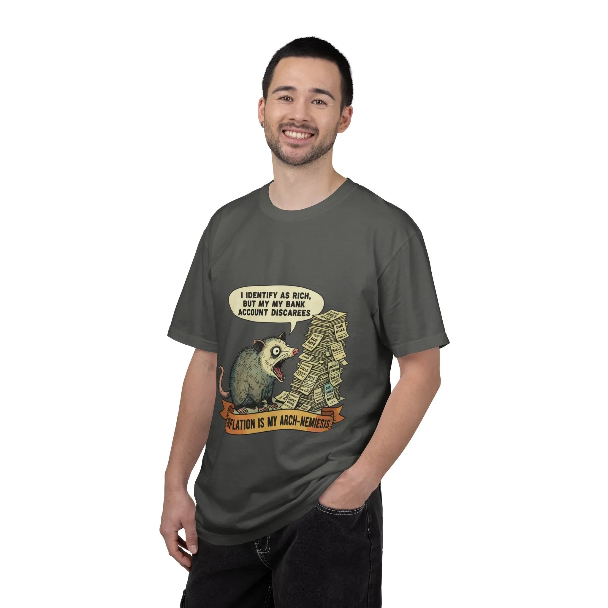 Funny Opossum Shirt Inflation Is My Arch Nemesis Tee Relatable Financial Meme Gift Sarcastic Possum Tshirt Screaming Trash Animal Top