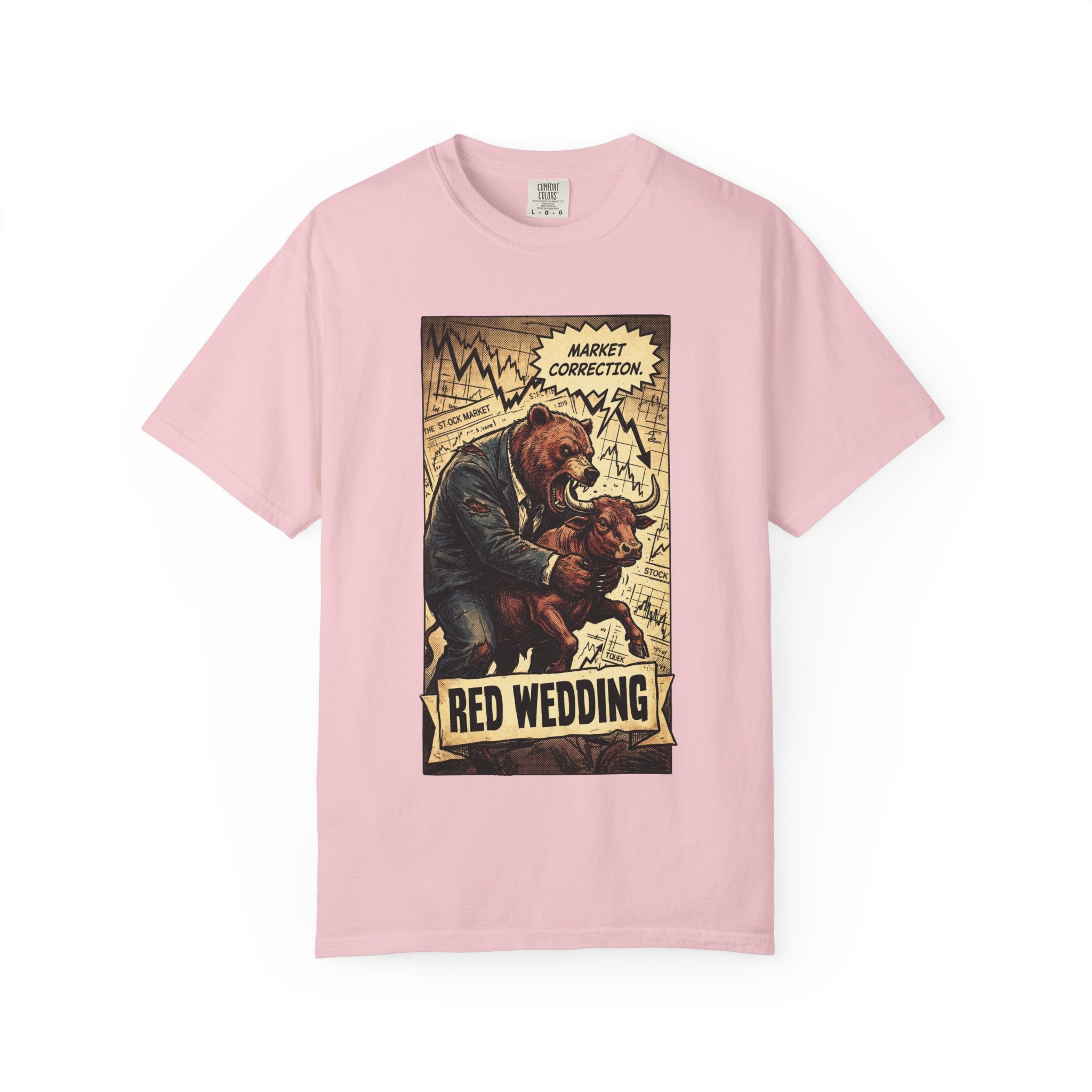 Market Correction Red Wedding Shirt, Bear vs Bull Stock Market Tee, Funny Trader Investor Gift, Vintage Finance Graphic Streetwear Blossom