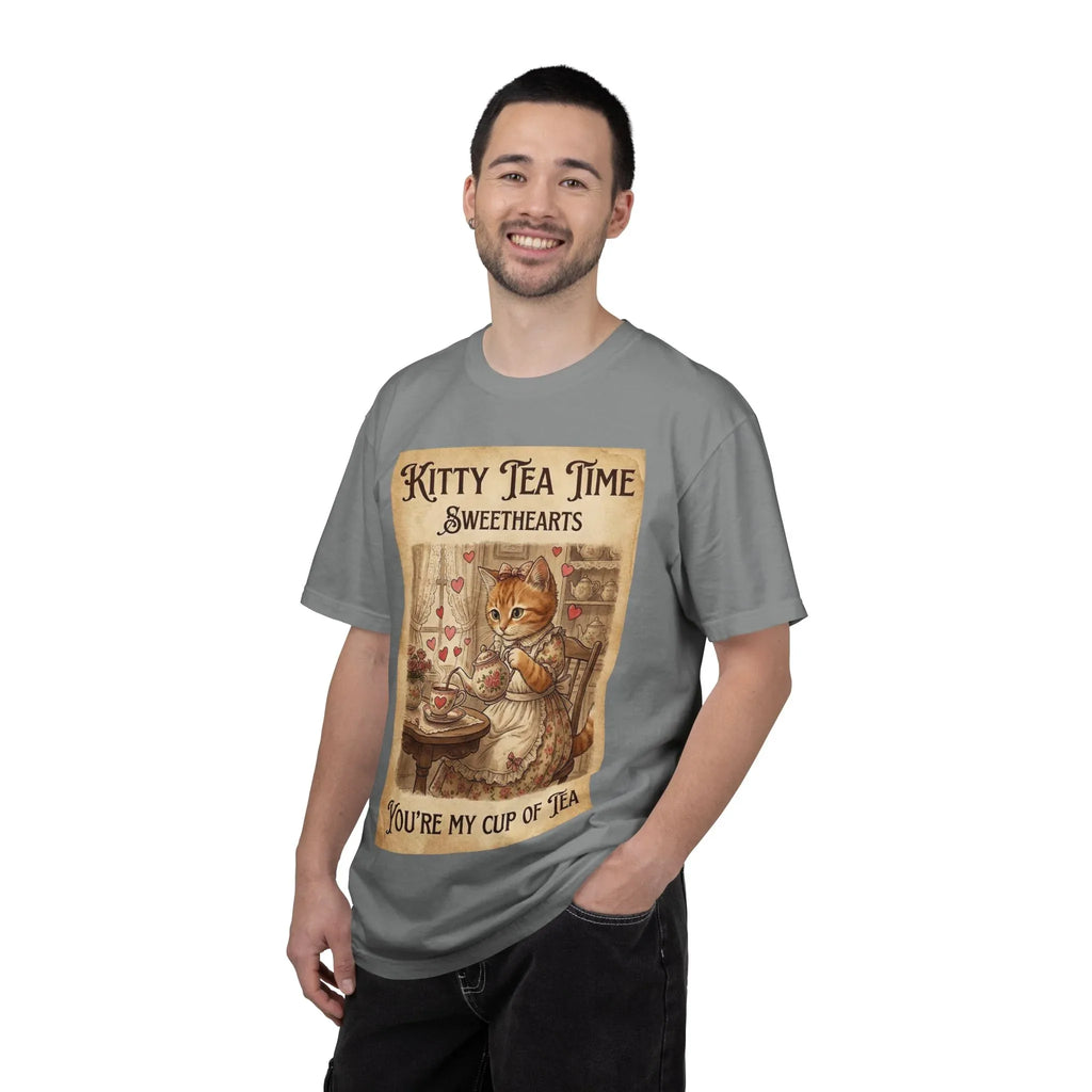 Kitty Tea Time T-Shirt | Vintage Cat Youre My Cup of Tea Graphic Tee | Retro Cozy Cat Lover Gift Shirt