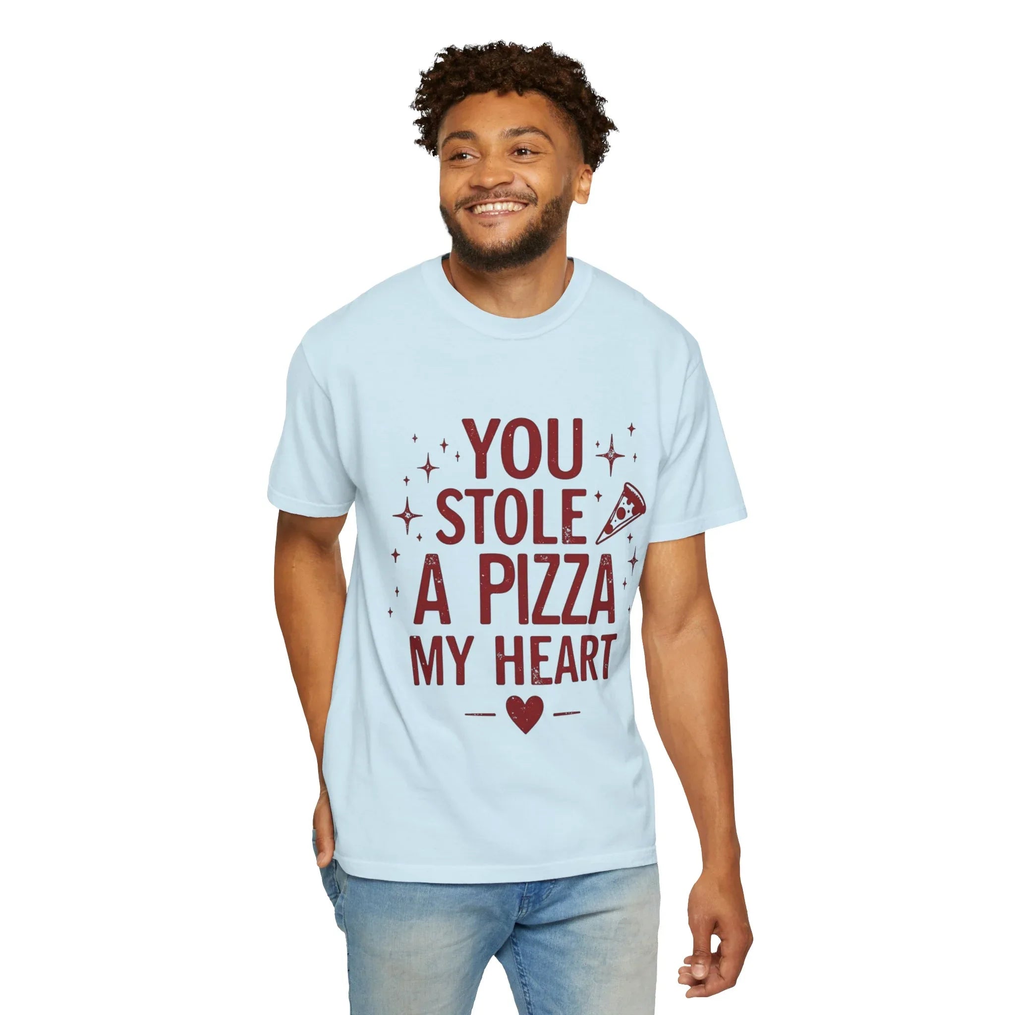 You Stole a Pizza My Heart Shirt, Pizza Love Pun Tee, Cute Typography T-Shirt, Funny Foodie Valentine Gift, Couples Date Night Outfit Chambray