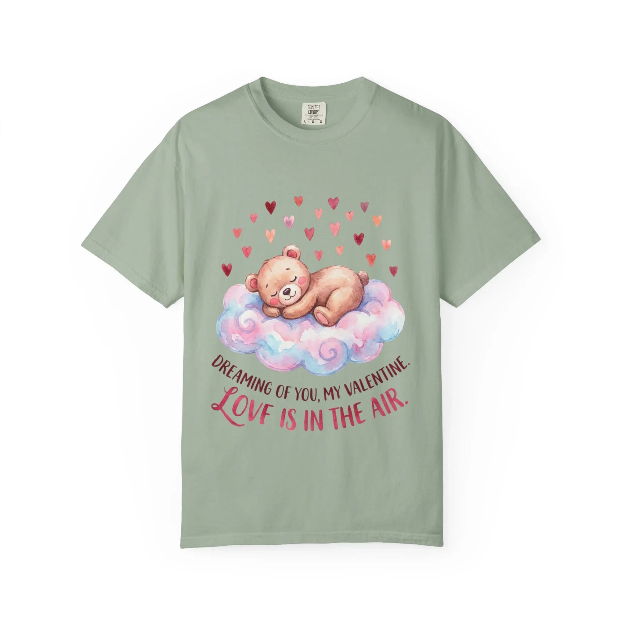 Dreams of You Valentine Bear T Shirt Cute Fluffy Teddy Cloud Hearts Watercolor Cozy Vintage Aesthetic Gift Lovers Soft Cotton Romantic Tee Bay